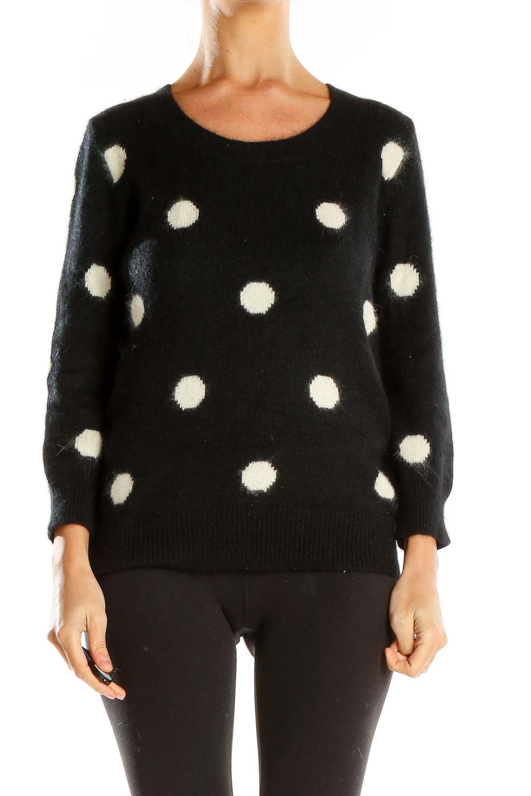 Black Polka Dot Sweater Front