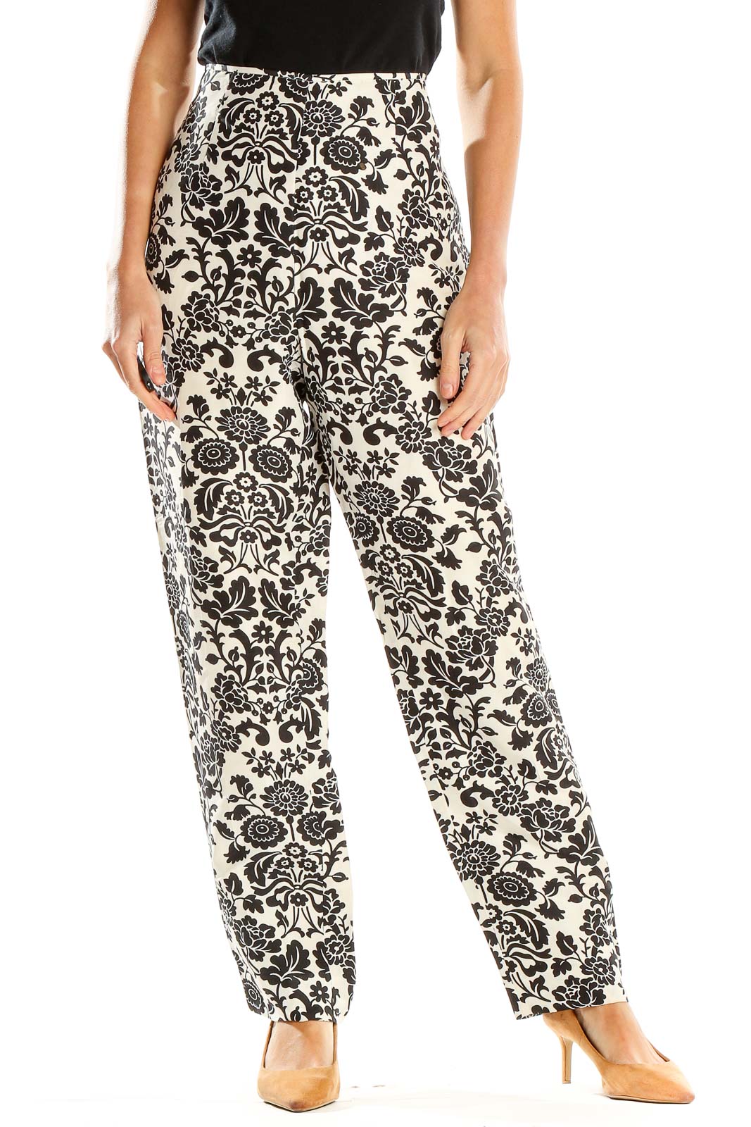 White Black Paisley Trousers Front