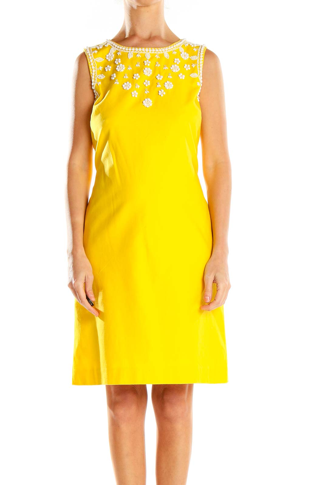 Yellow Embellished Sheath Dress Front