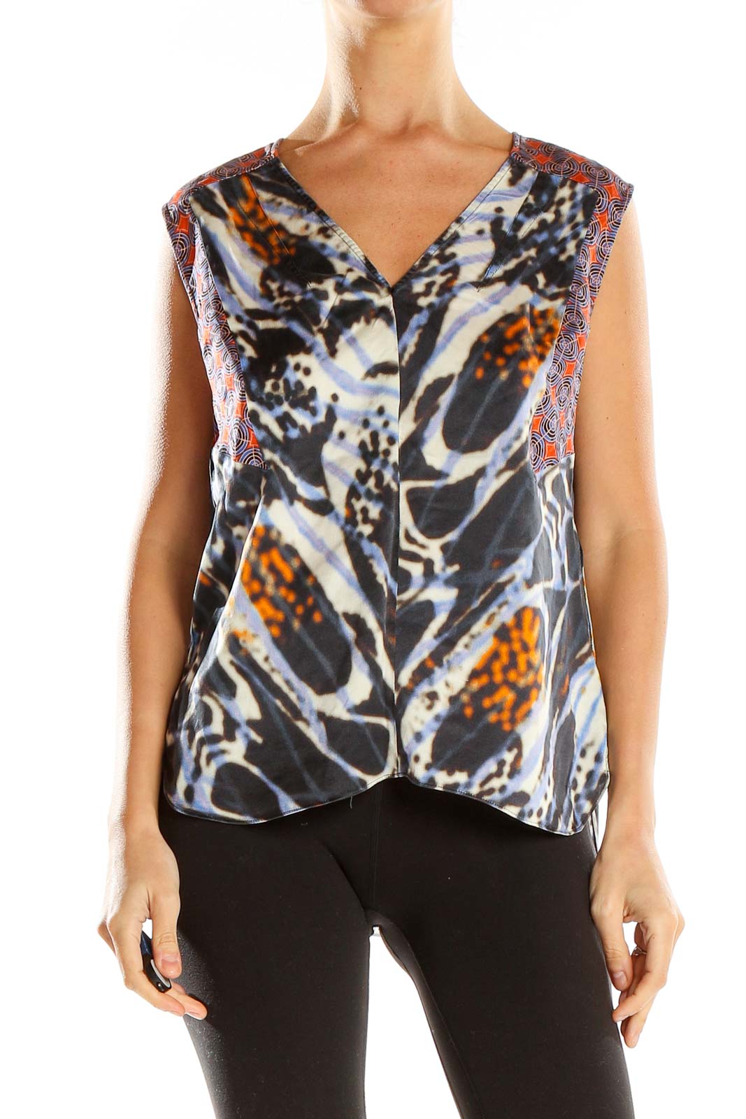 Multicolor Silk Printed Blouse Front