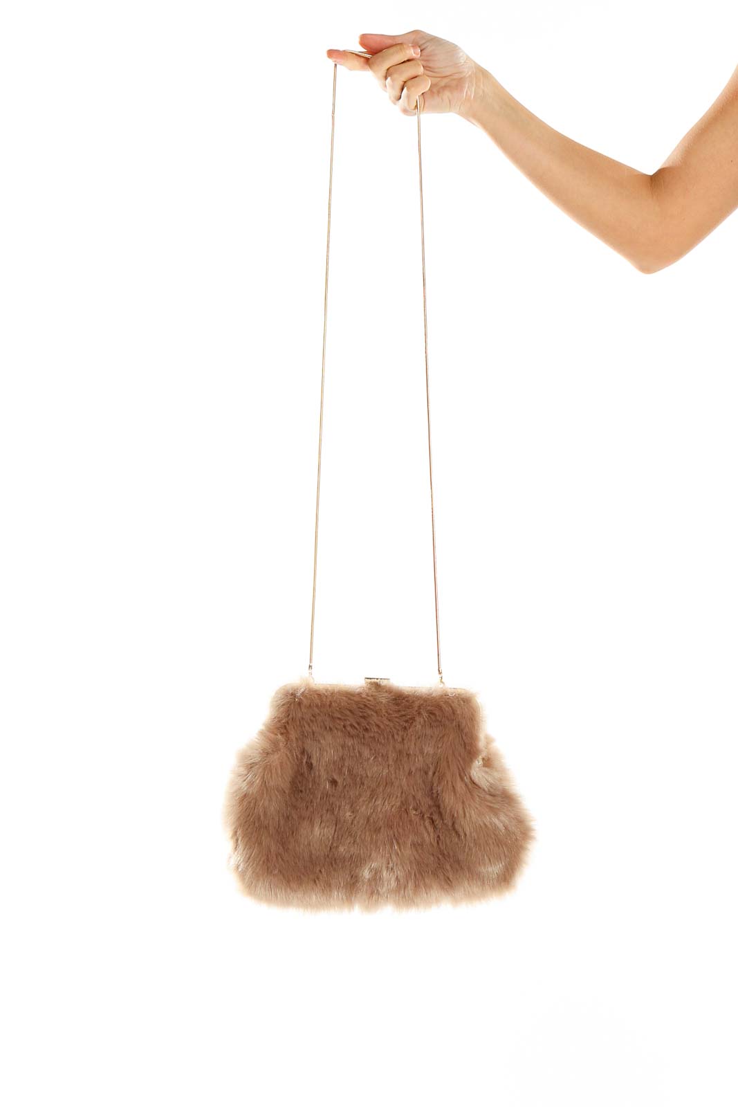 Brown Furry Crossbody Bag Front