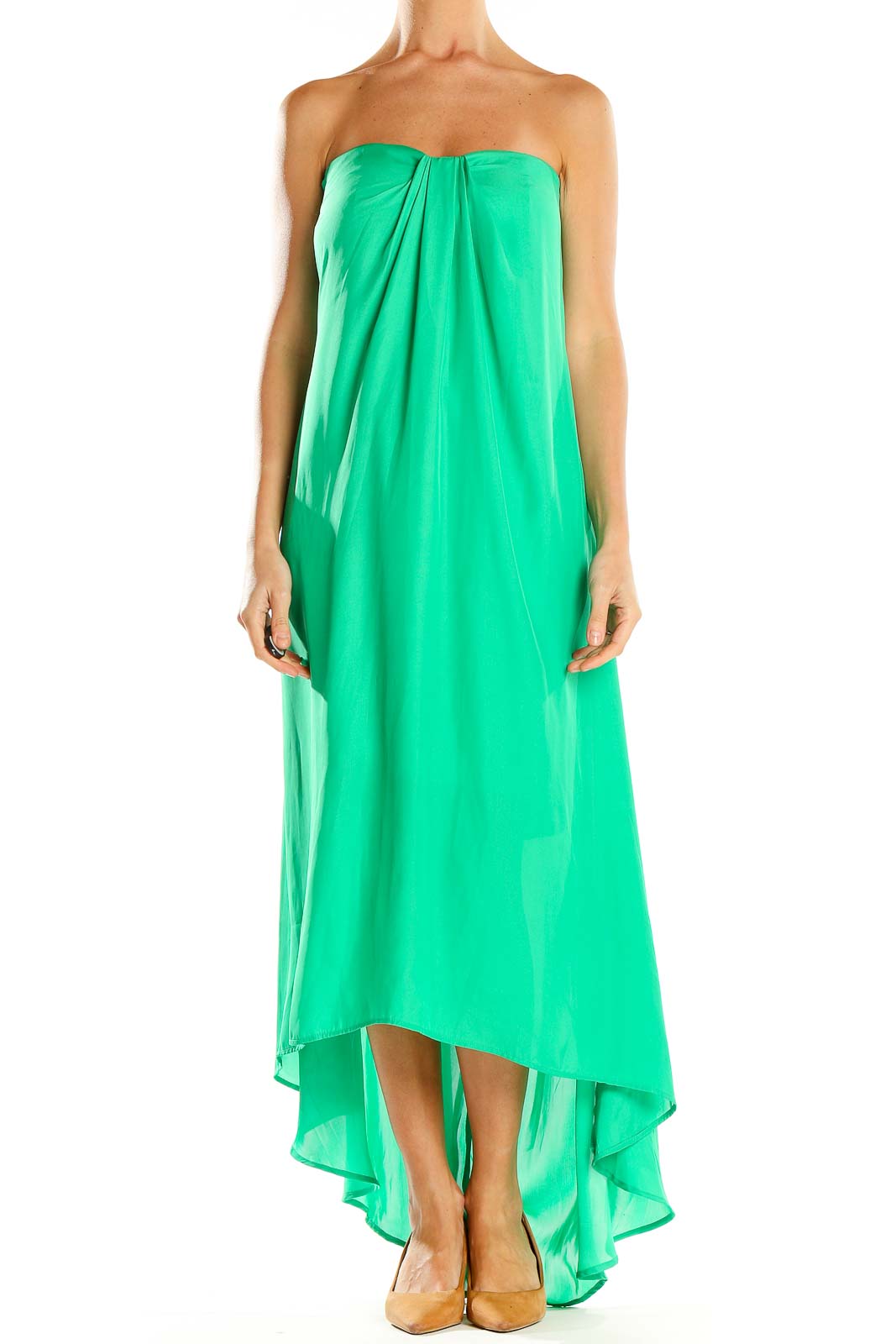 Green Strapless High Low Dress Front