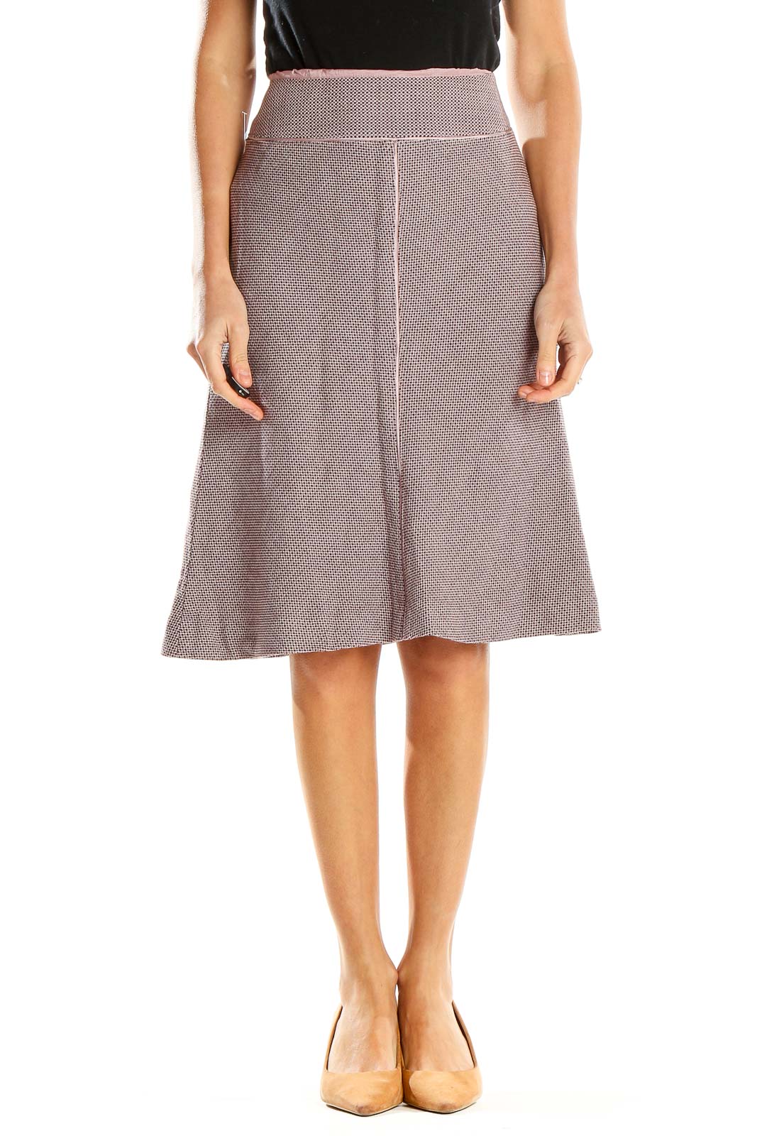Pink Woven Classic A-Line Skirt Front