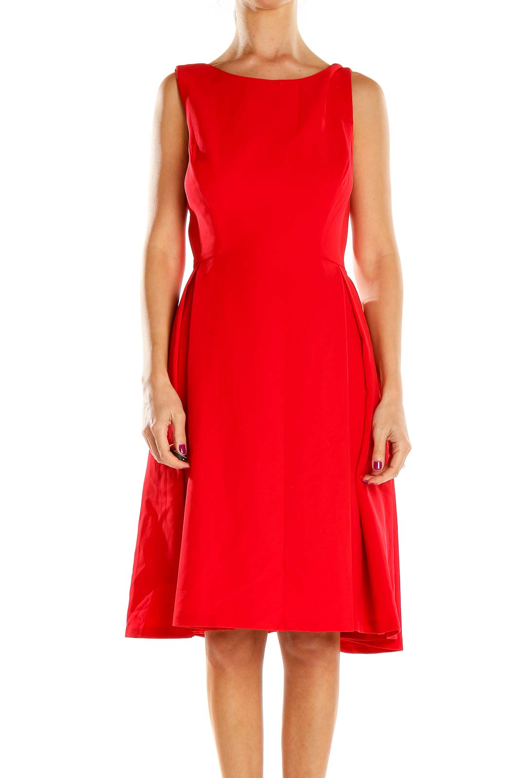 Red Classic Fit & Flare Dress Front