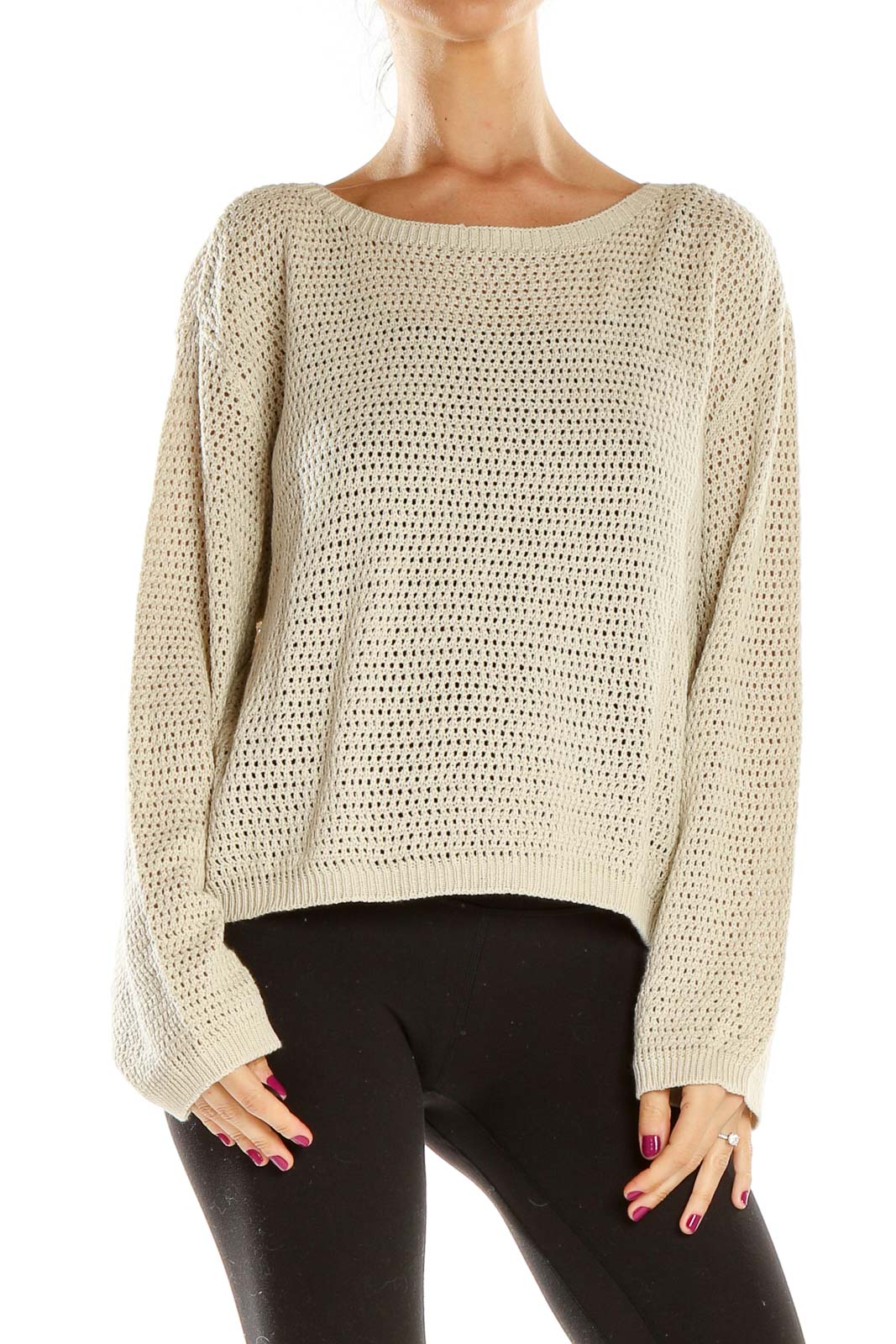 Beige Woven All Day Wear Top Front