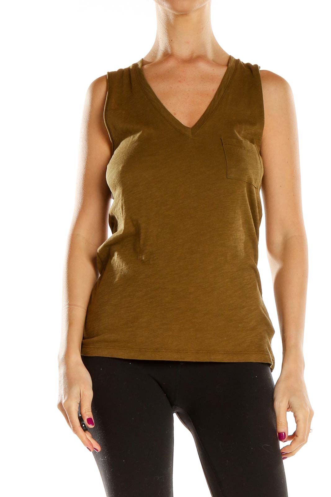 Brown Casual Tank Top Front