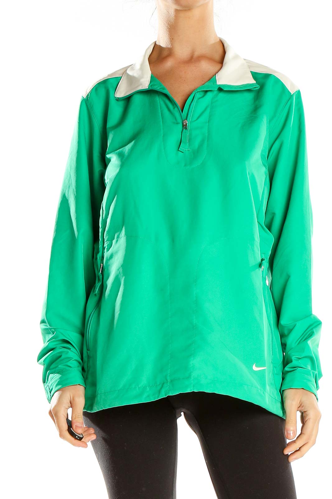 Green Activewear Quarterzip Front