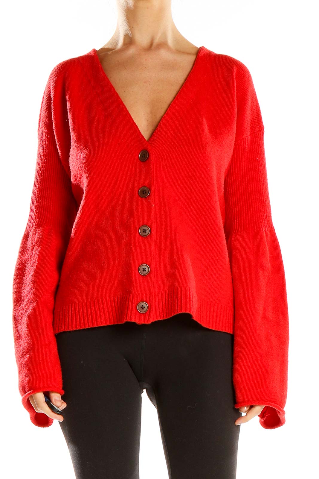 Red Cardigan Front
