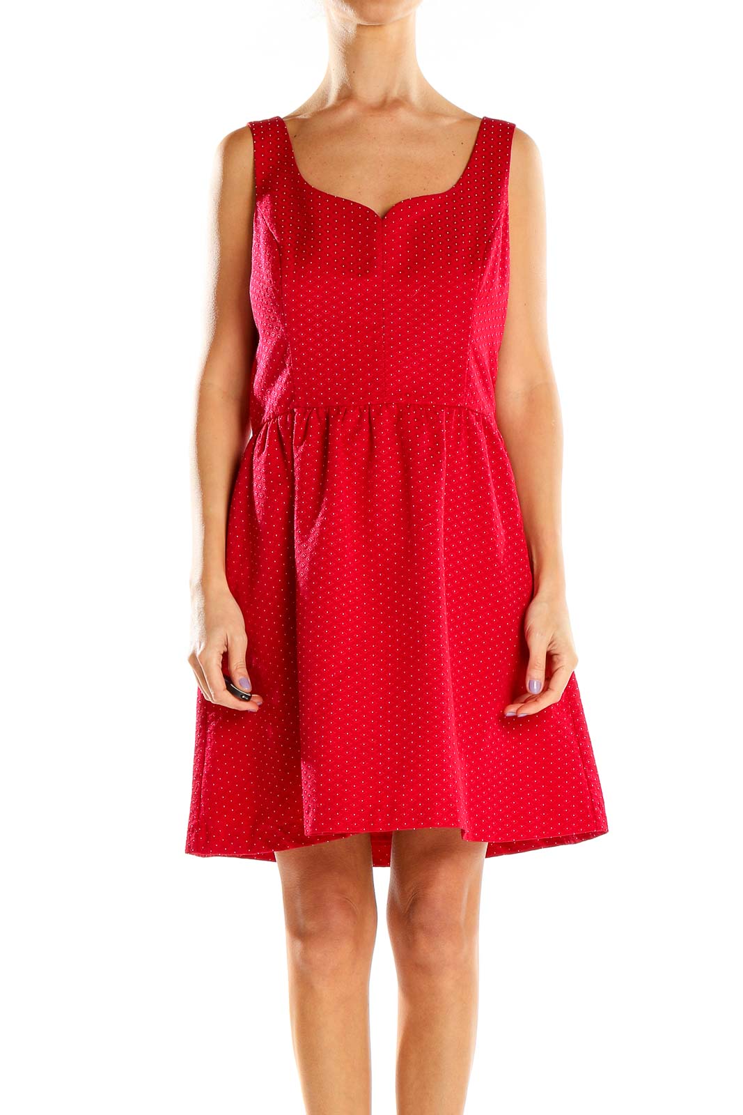 Red Polka Dot Fit & Flare Dress Front