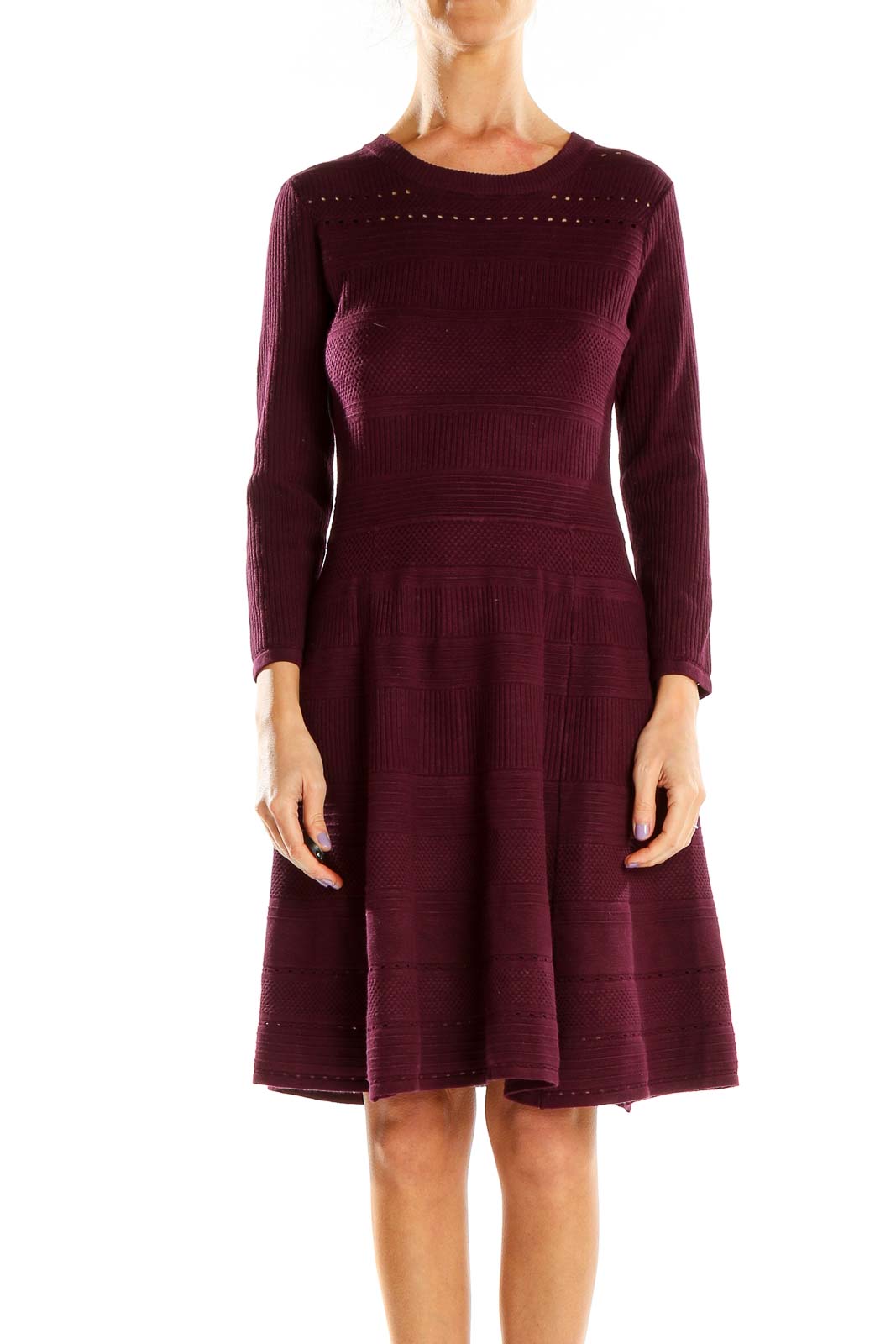 Purple Structured Fit & Flare Dress Front