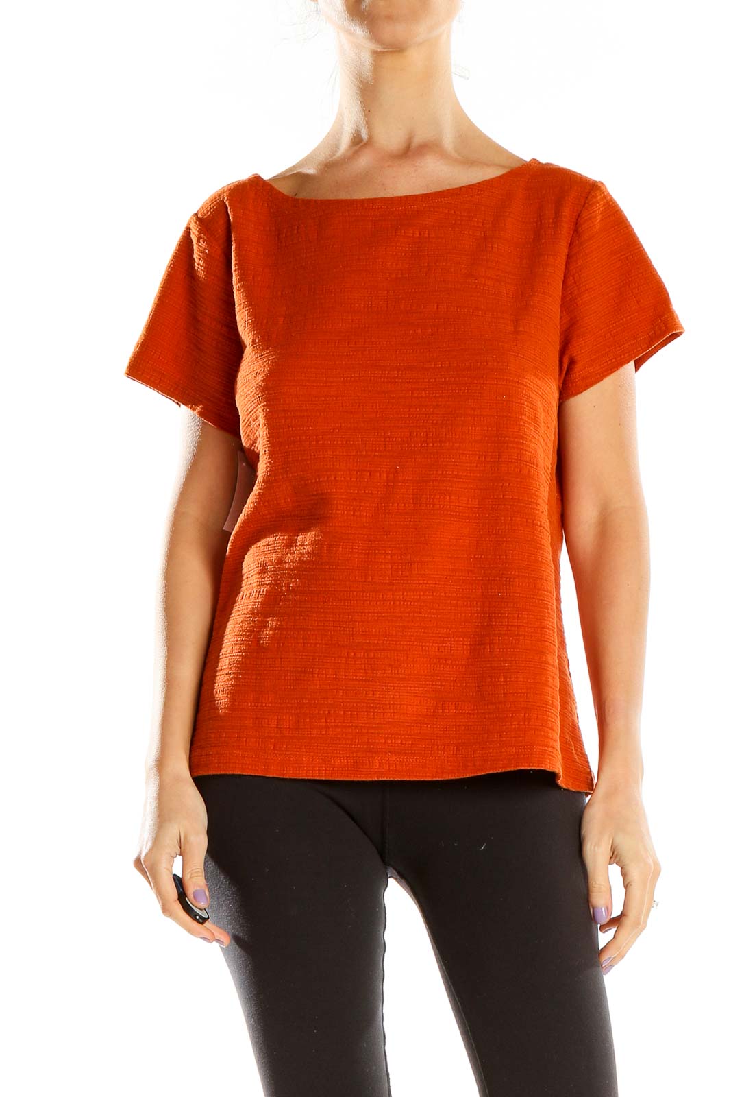 Orange Textured All Day Wear T-Shirt Front