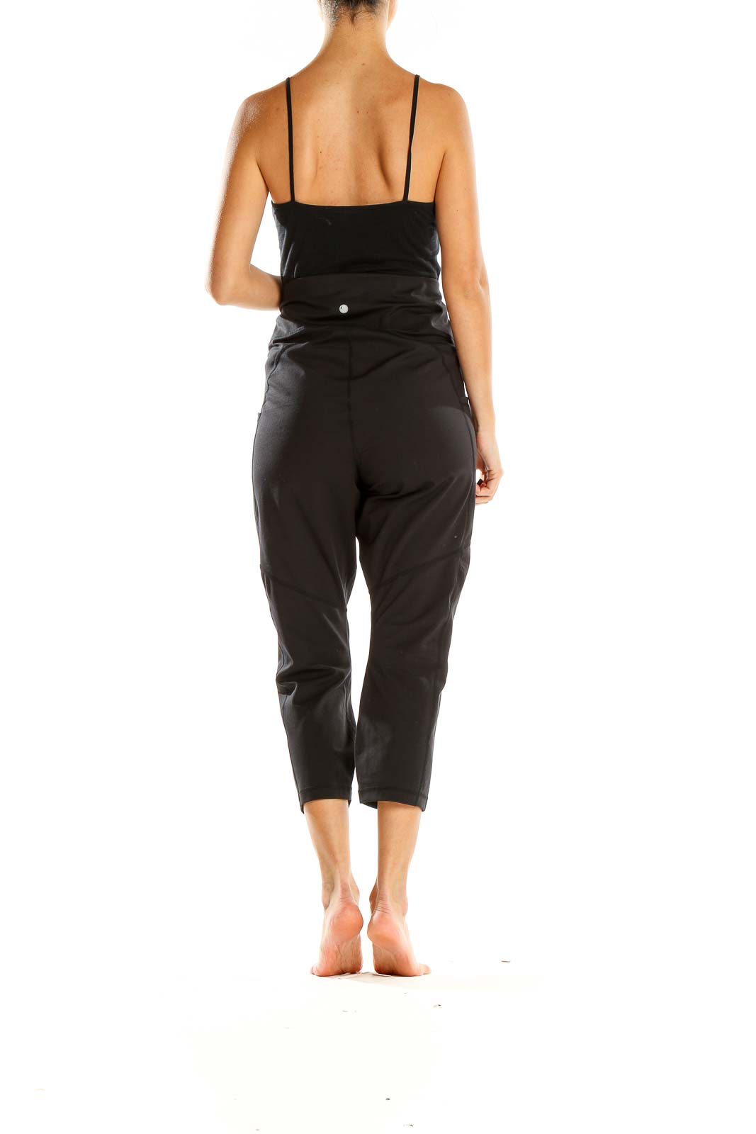 Yogalicious - Black Cropped Activewear Leggings Polyester Spandex