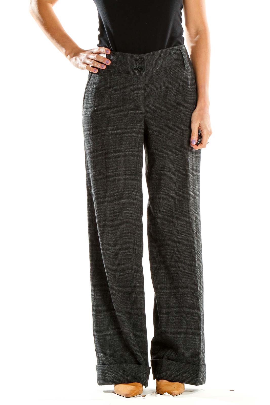 Gray Glen Check Trousers Front