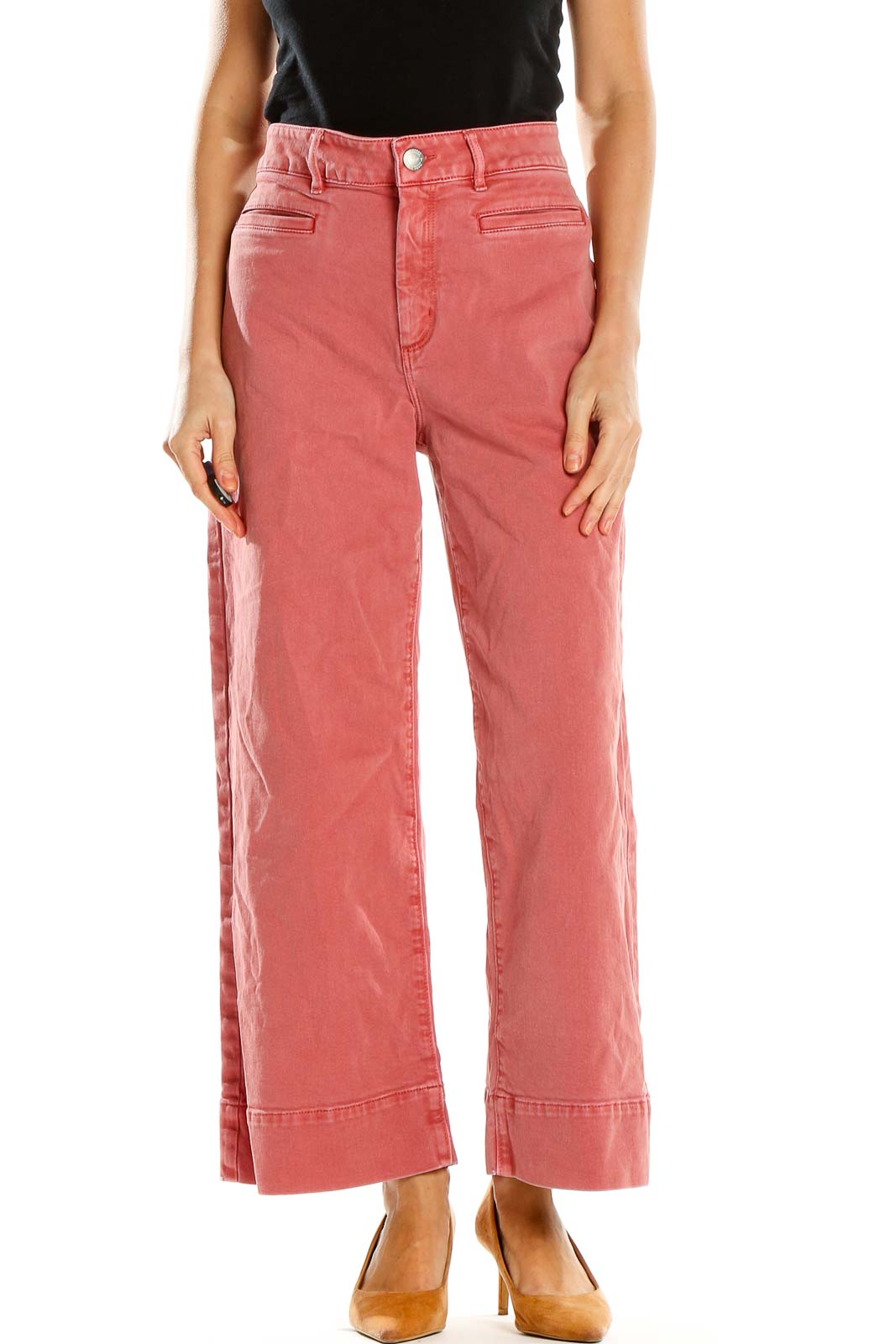 Pink Wide Leg Jeans Front