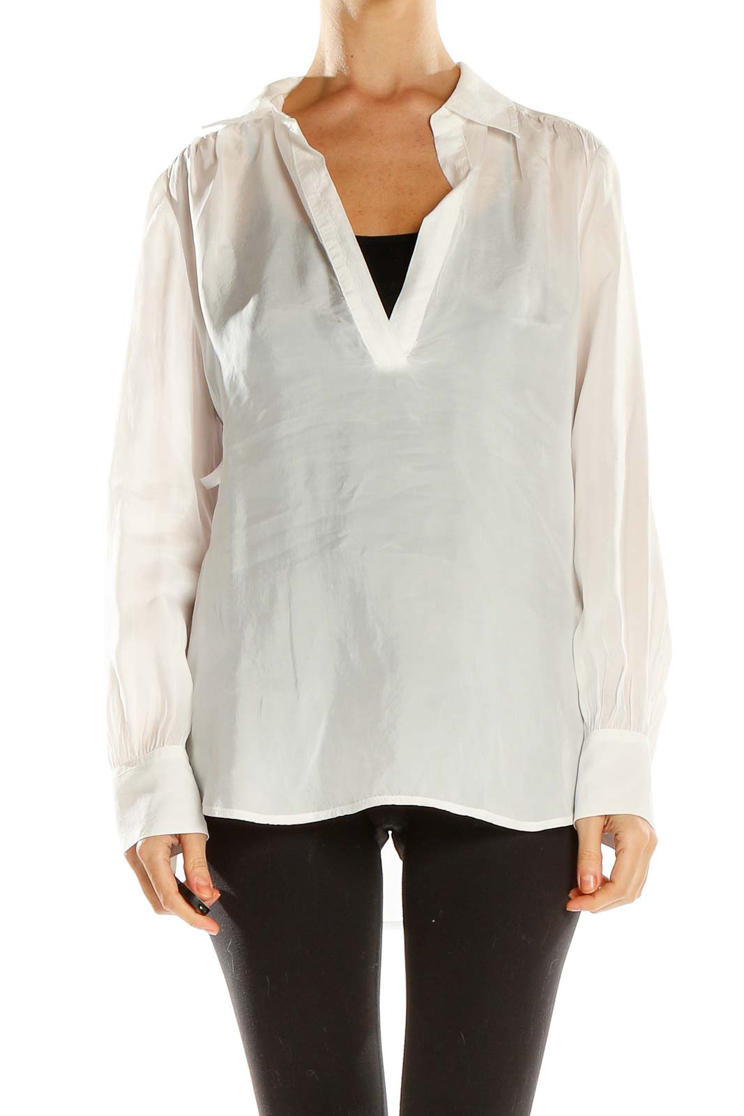 White Sheer Chic Blouse Front