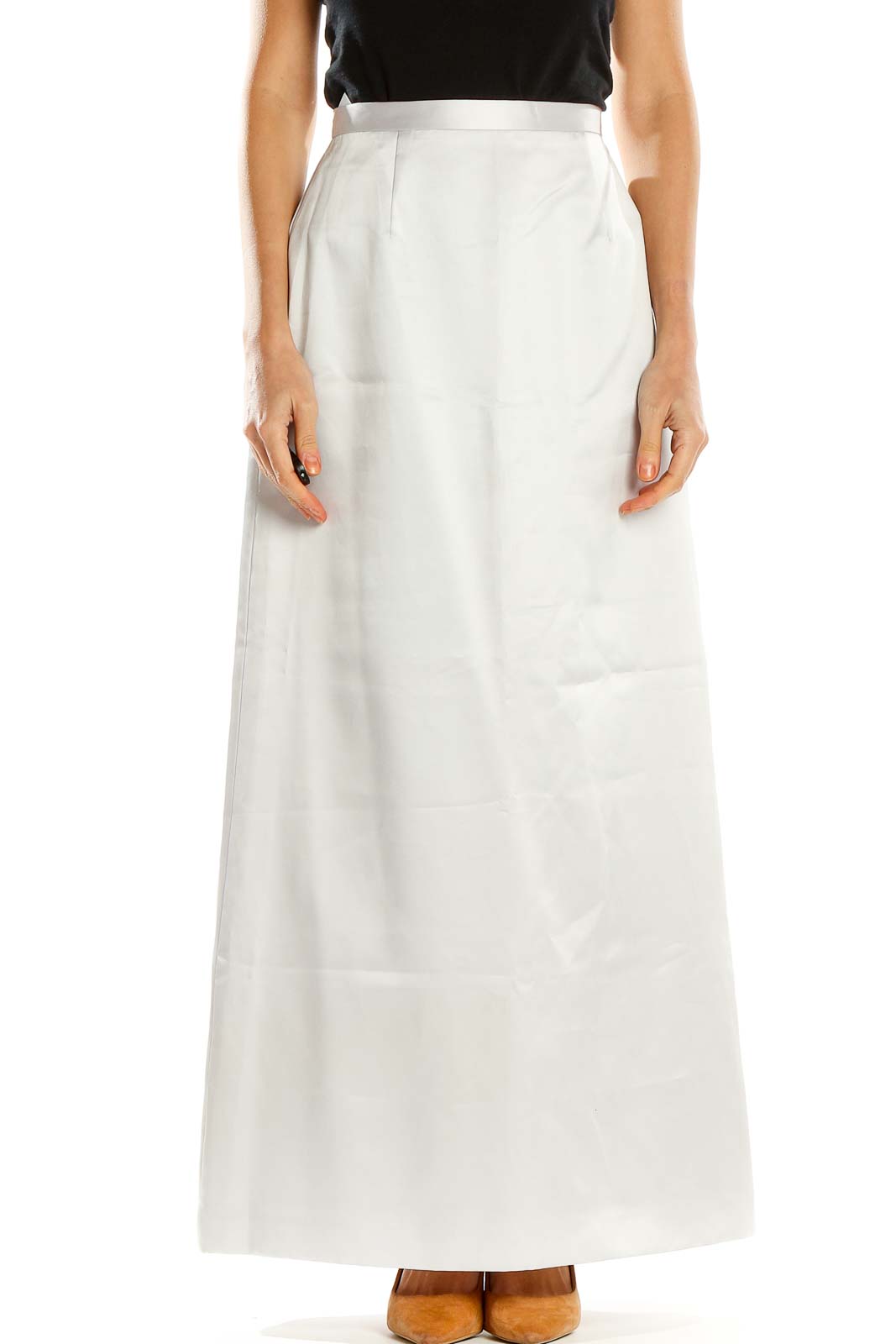 White Retro A-Line Skirt Front