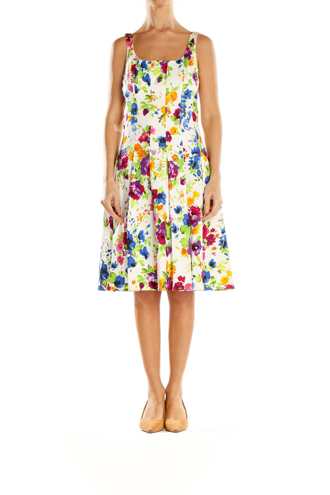 MULTICOLOR FLORAL PLEATED DRESS