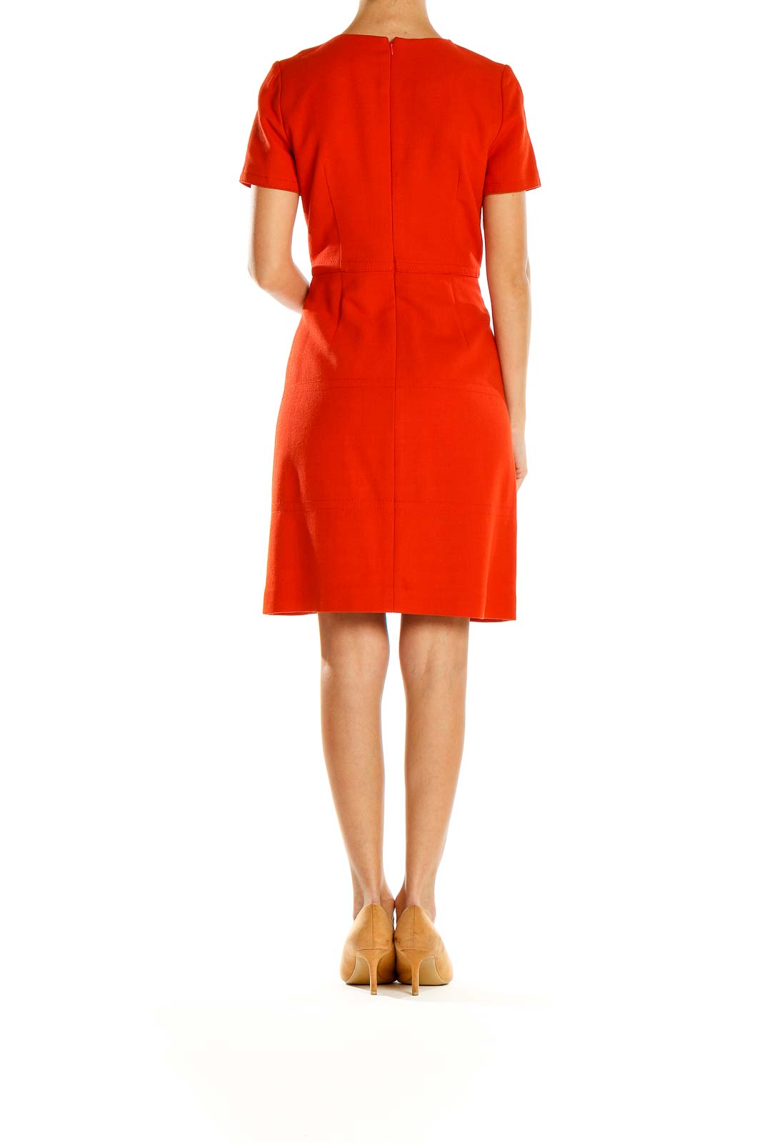 Banana Republic - Orange Sheath Dress Polyester Nylon Viscose Wool | SilkRoll