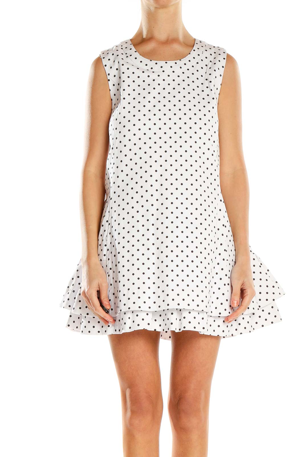 White Polka Dot Mini Fit & Flare Dress Front