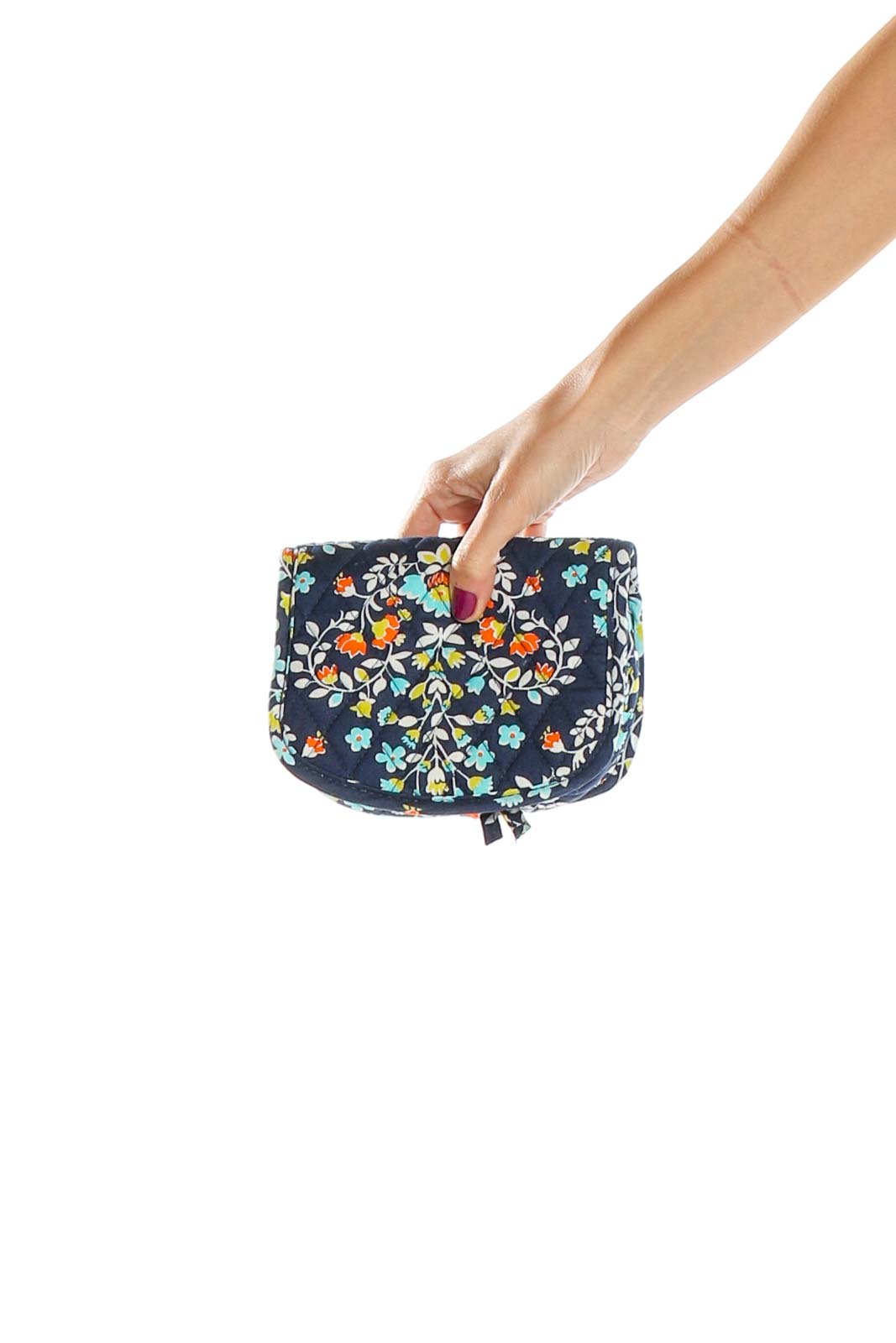 Blue Printed Quilted Clutch Bag Front