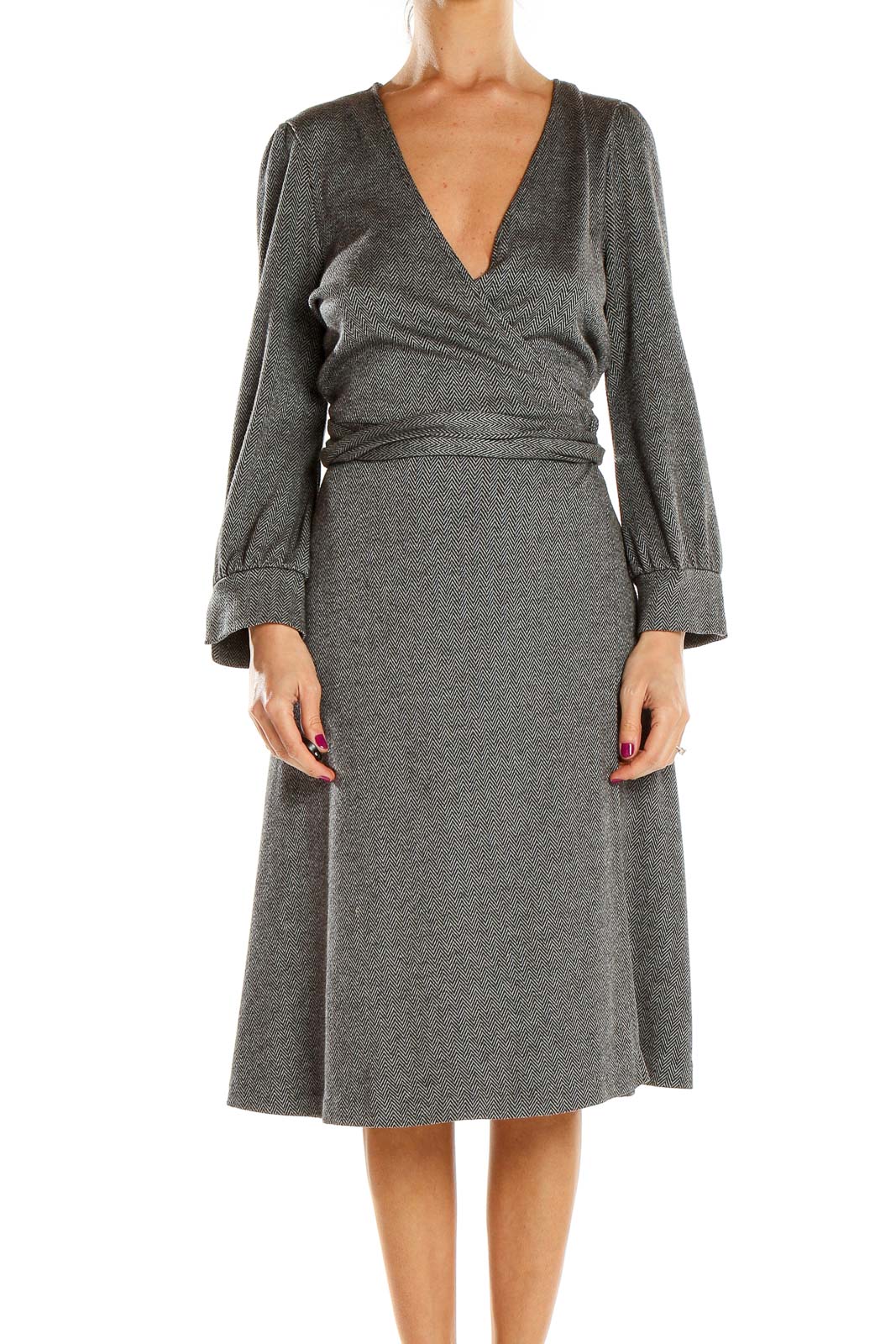 Gray Classic Fit & Flare Dress Front
