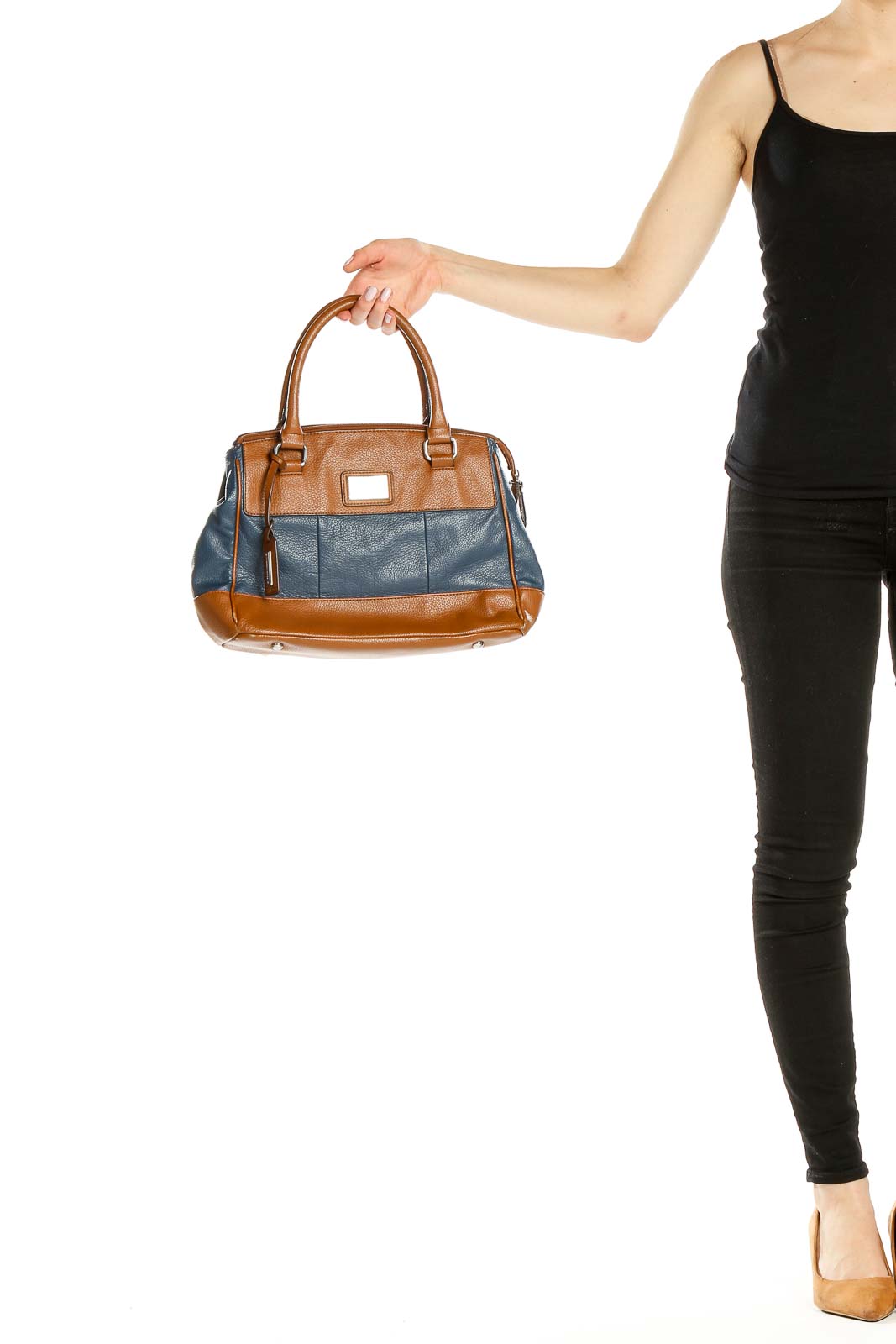 Tignanello Brown Blue Satchel Bag SilkRoll