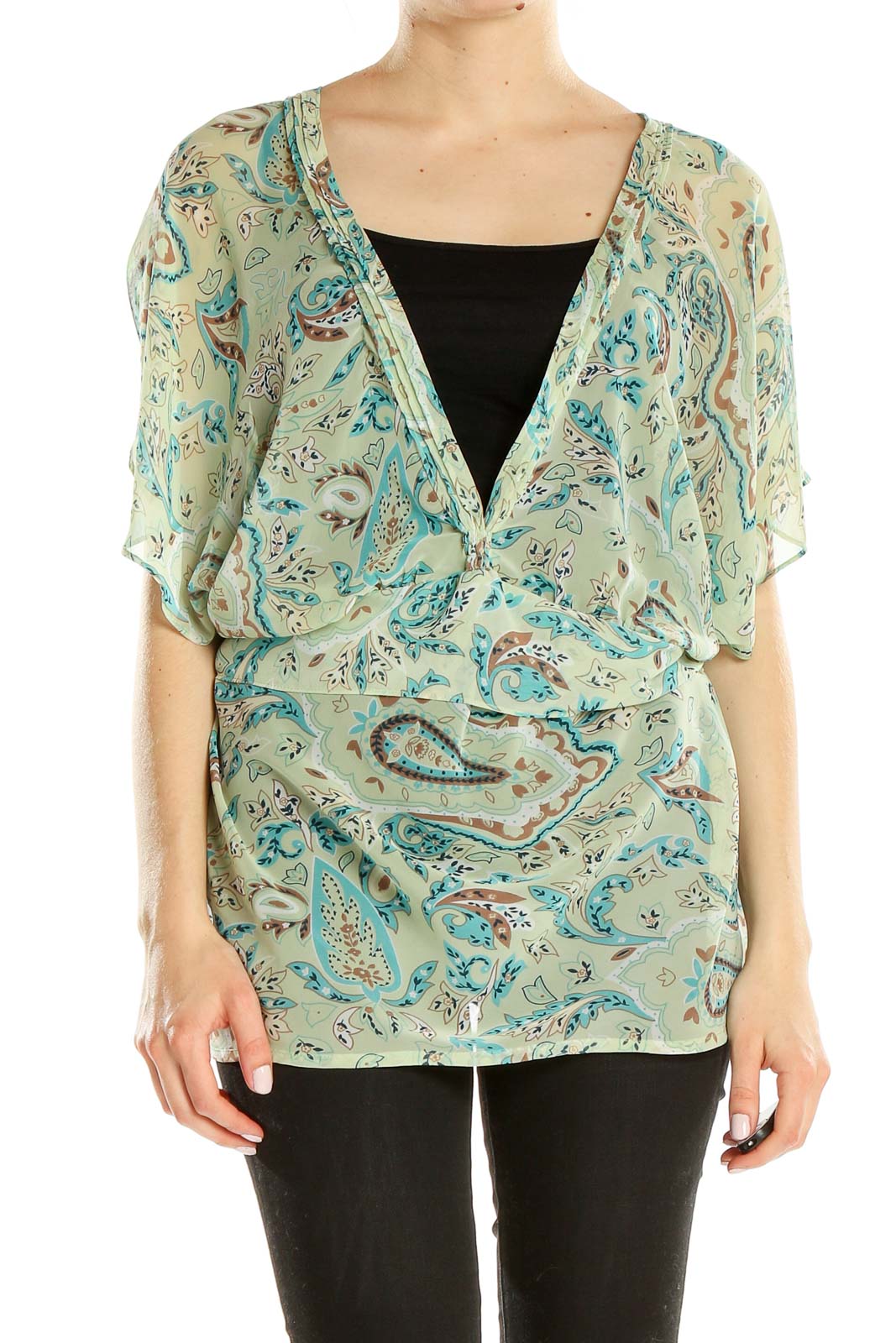 Green Paisley Top Front