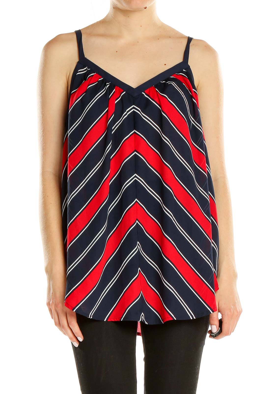 Blue Red Striped Tank Top Front