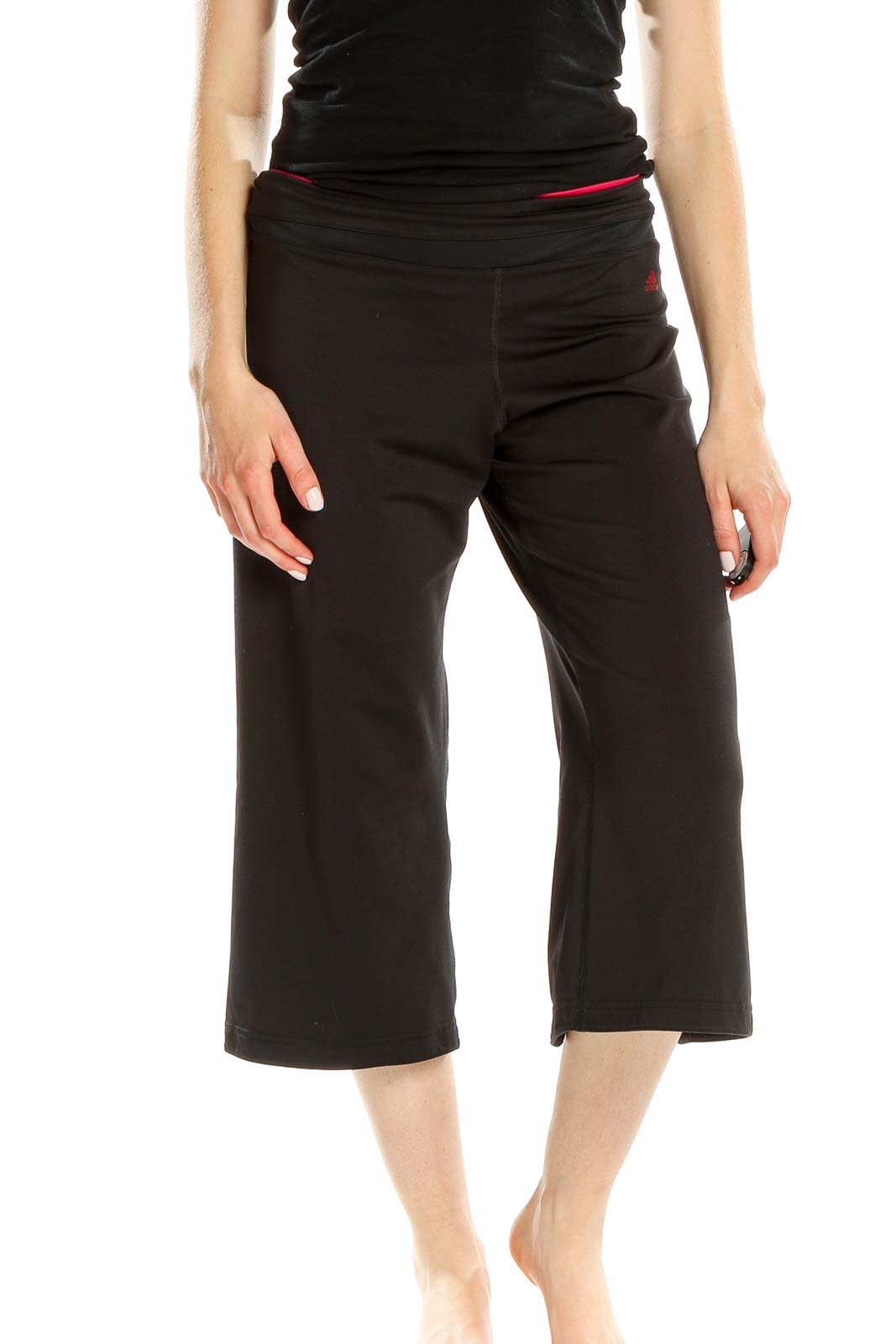 Black Activewear Cropped Flare Pants Front