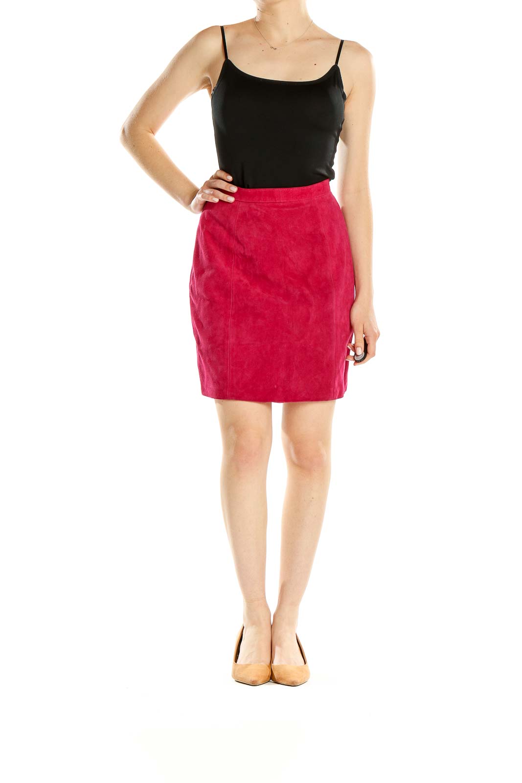 Red Chic Pencil Skirt Front