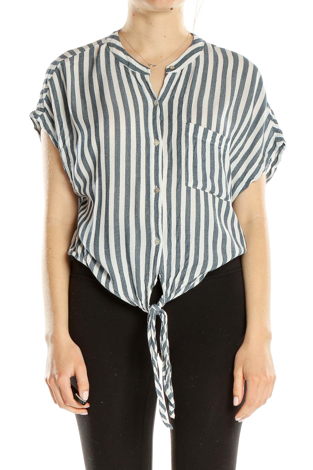 Gray Striped All Day Wear Shirt Front