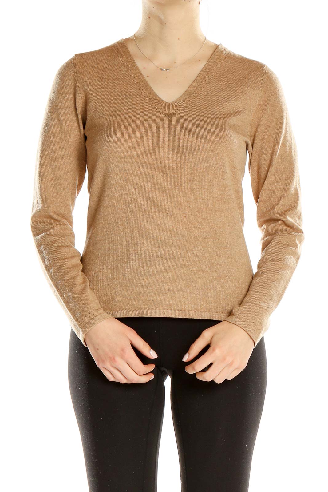 Brown Wool Knit Top Front