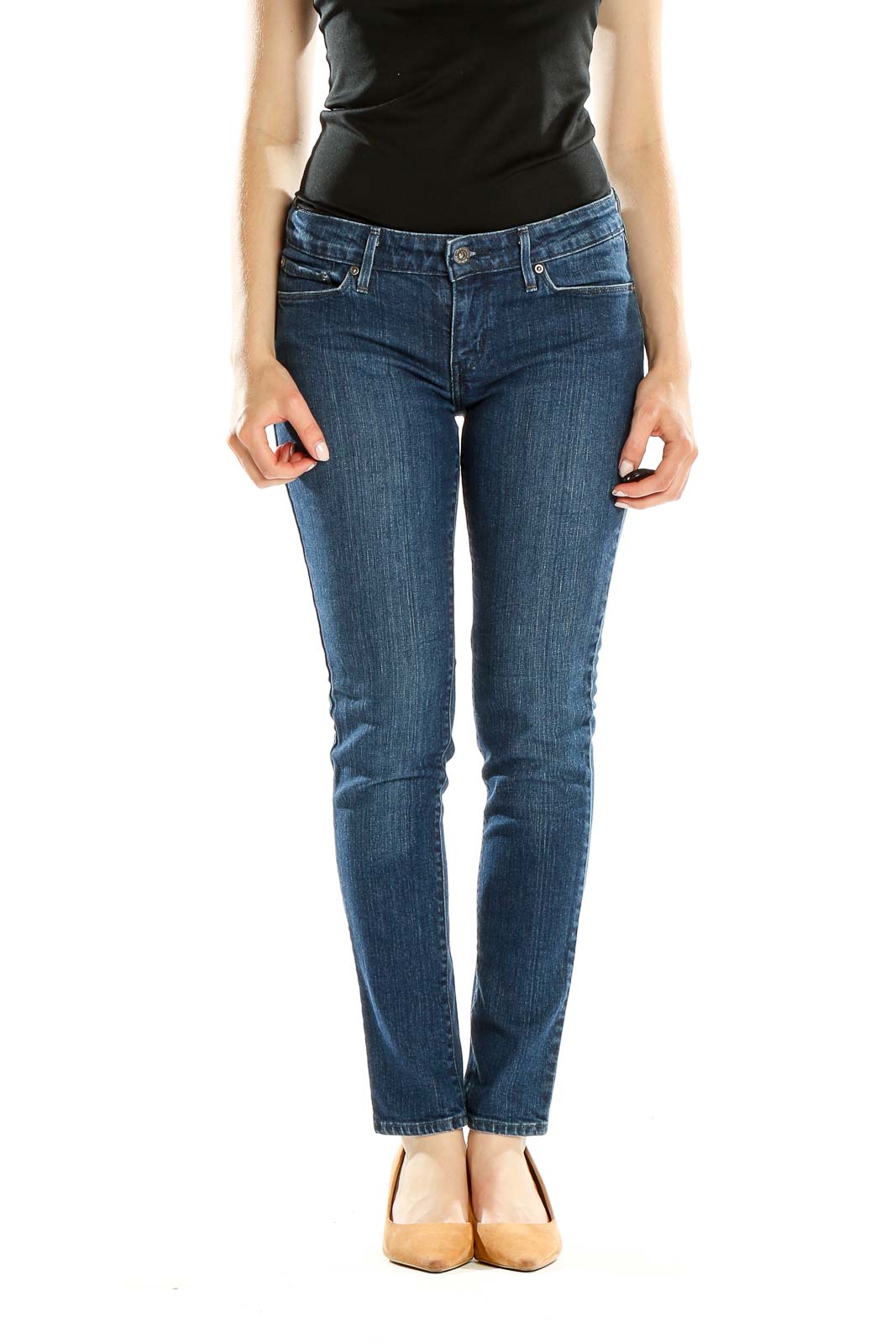 Blue Low-Rise Skinny Jeans Front