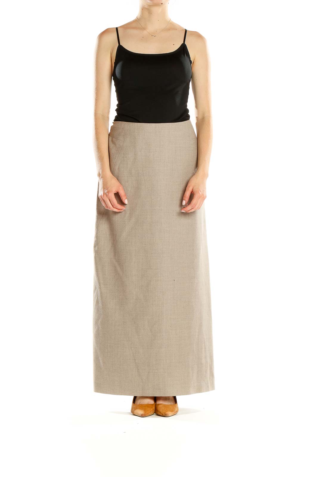 Willi Smith - Beige Casual Maxi Skirt Wool | SilkRoll