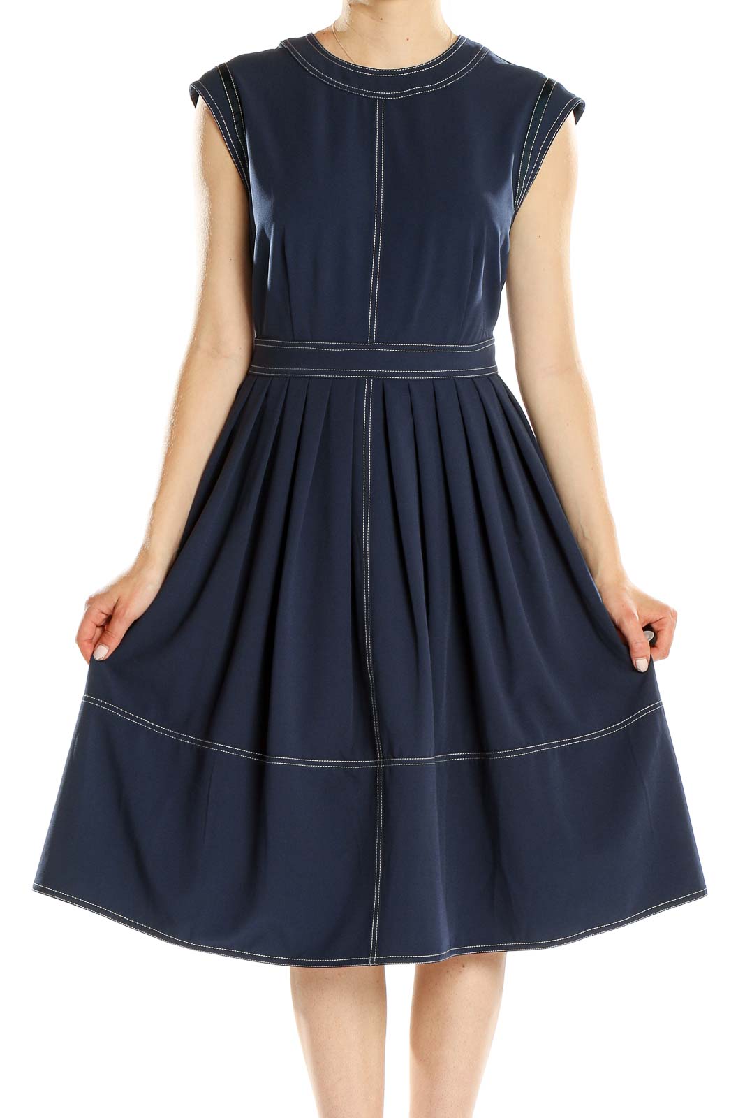 Blue Classic Fit & Flare Dress Front