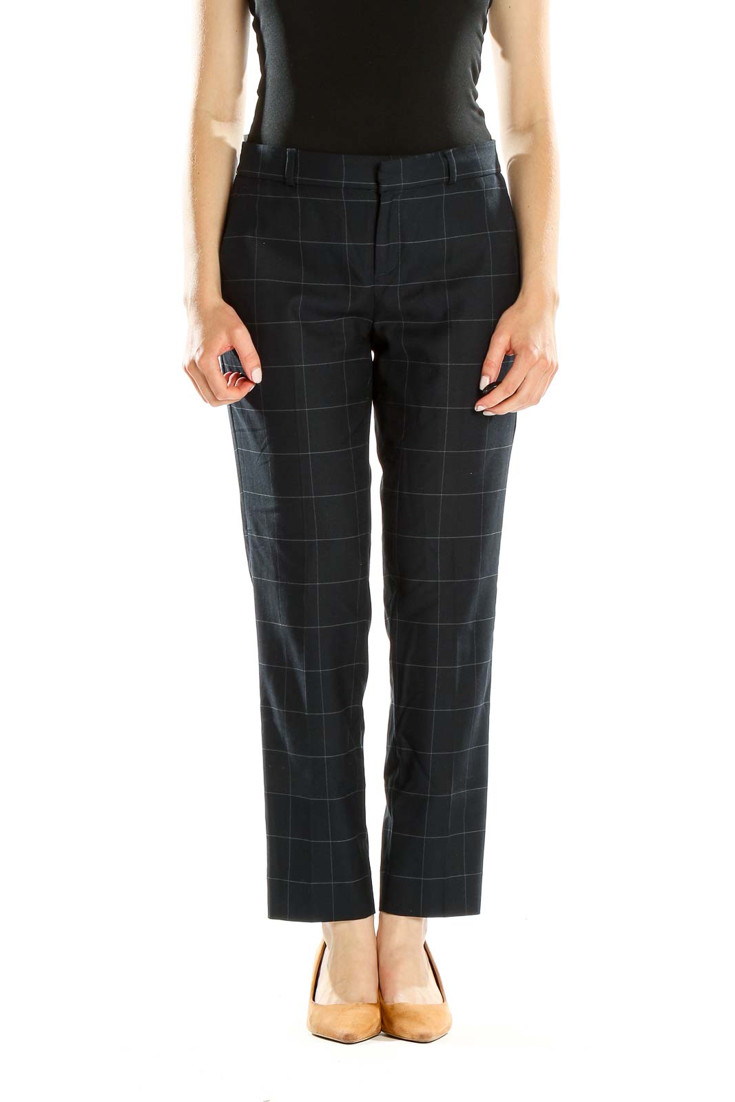 Banana Republic - Blue Checkered All Day Wear Trousers Polyester