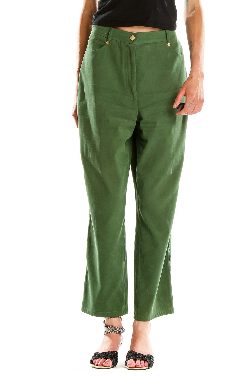 Green Retro Trousers Front