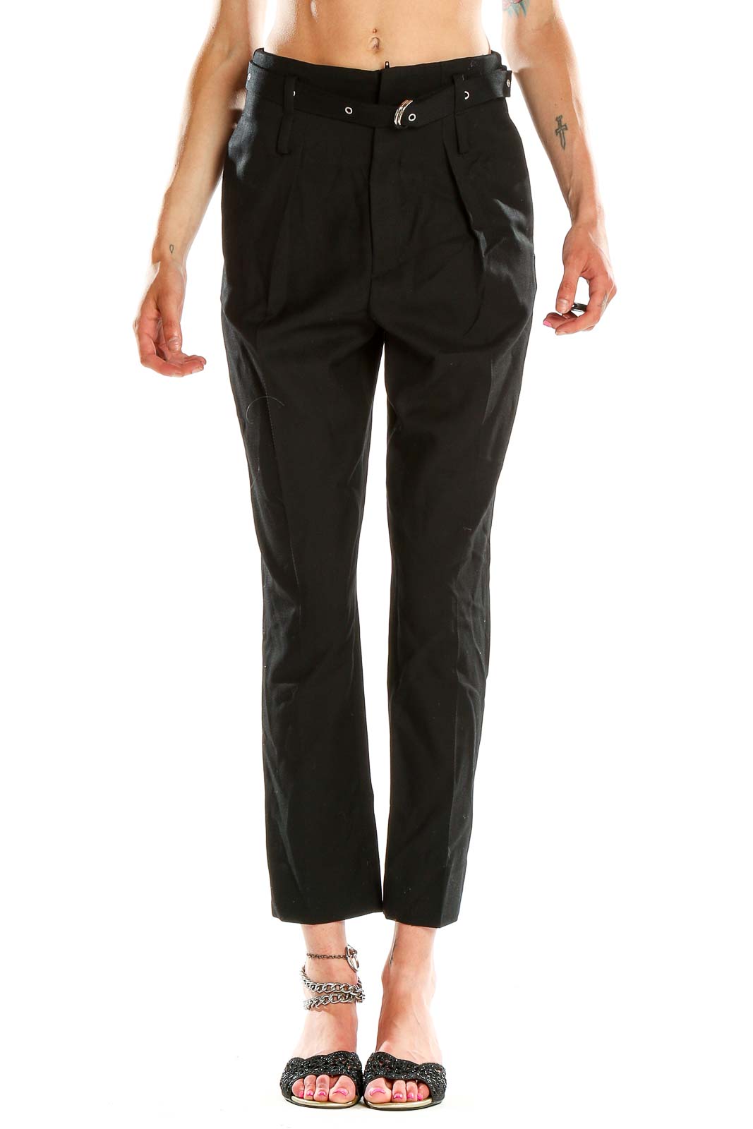 Black Chic Trousers Front
