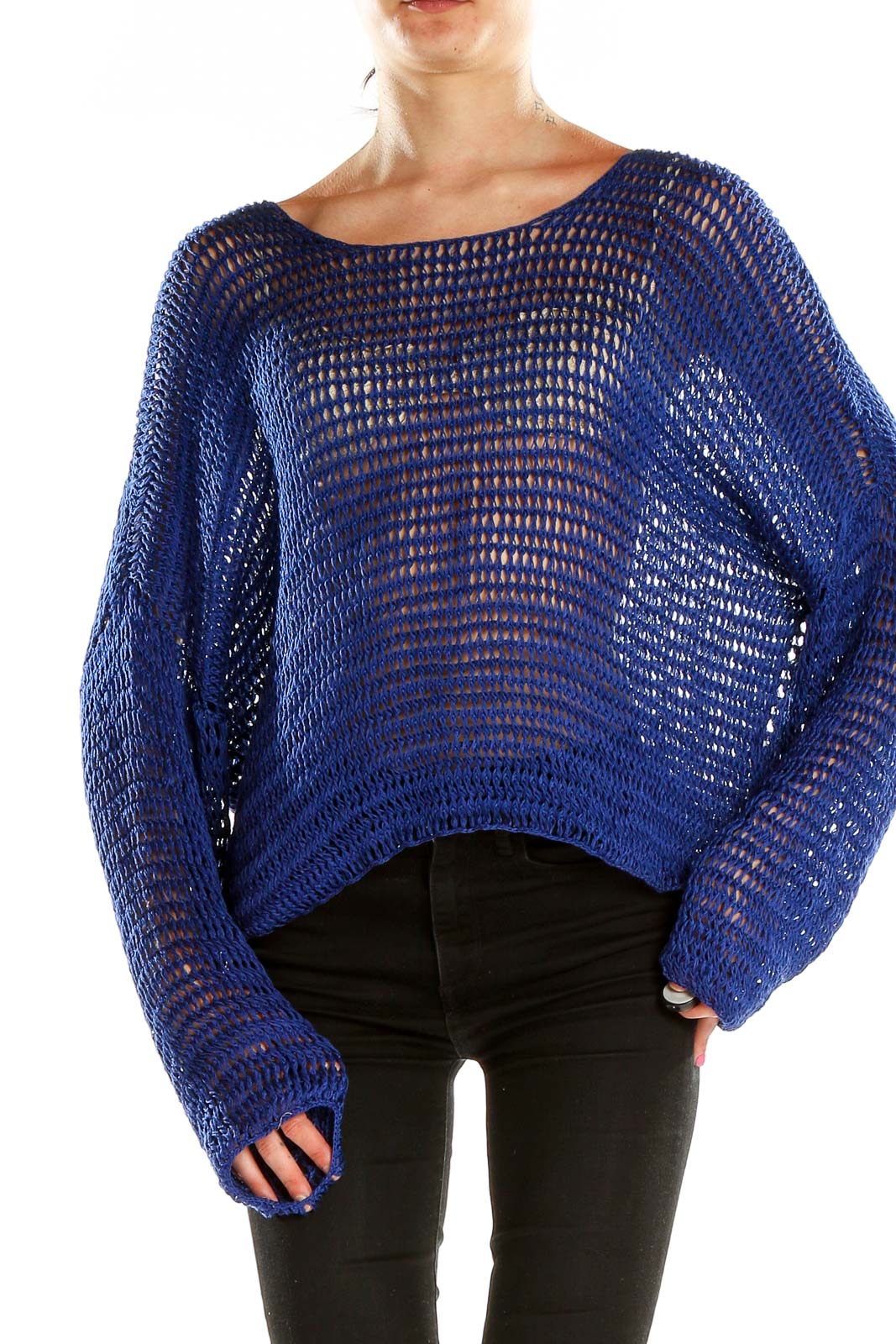 Blue Chic Crochet Top Front