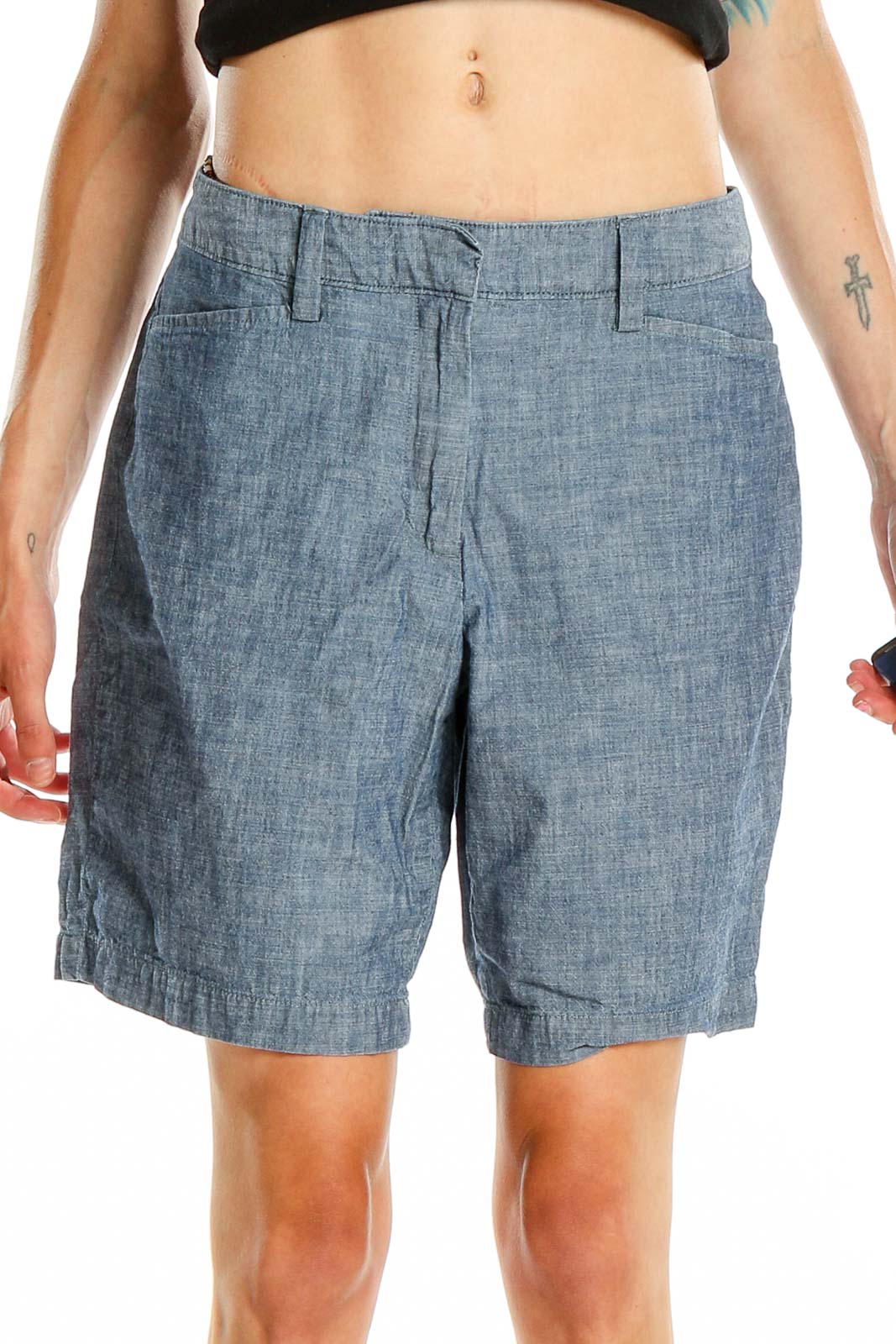Blue Chambray All Day Wear Shorts Front