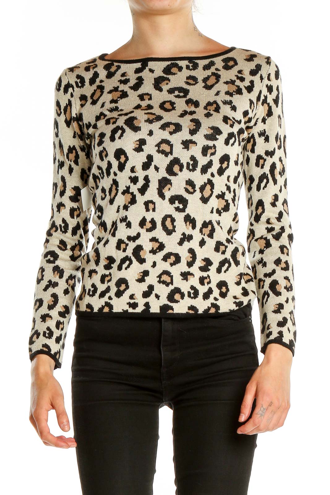Beige Animal Print All Day Wear Top Front
