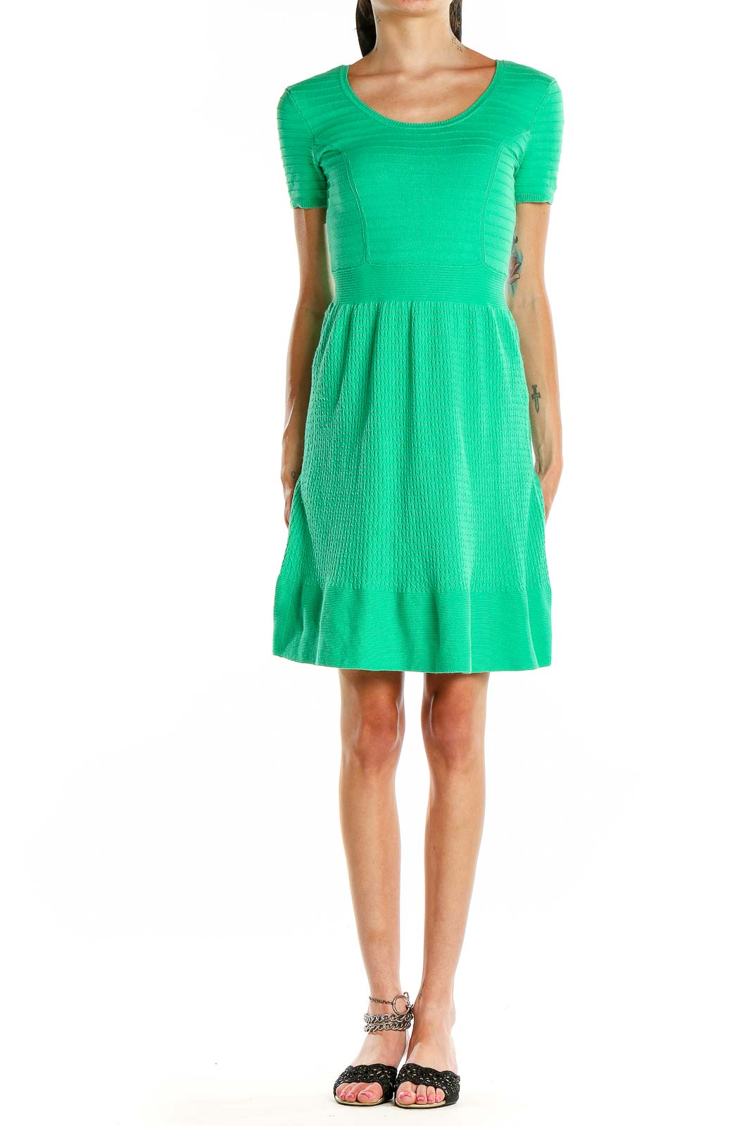 Green Day Fit & Flare Dress Front