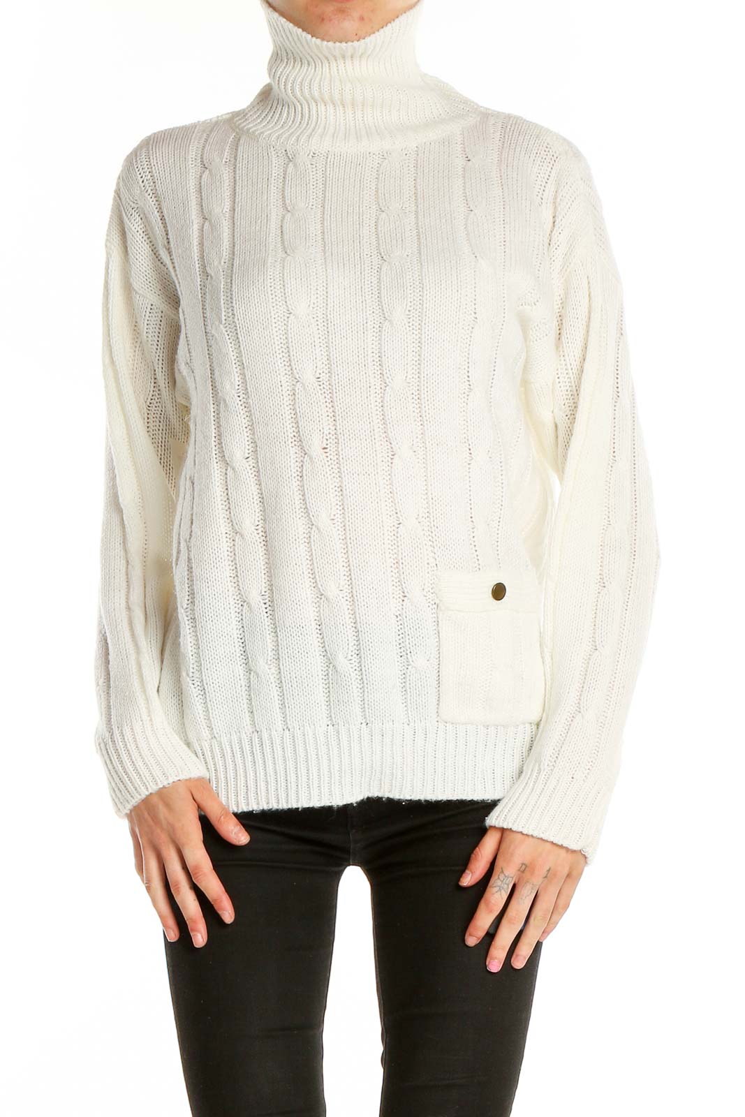 White Retro Sweater Front