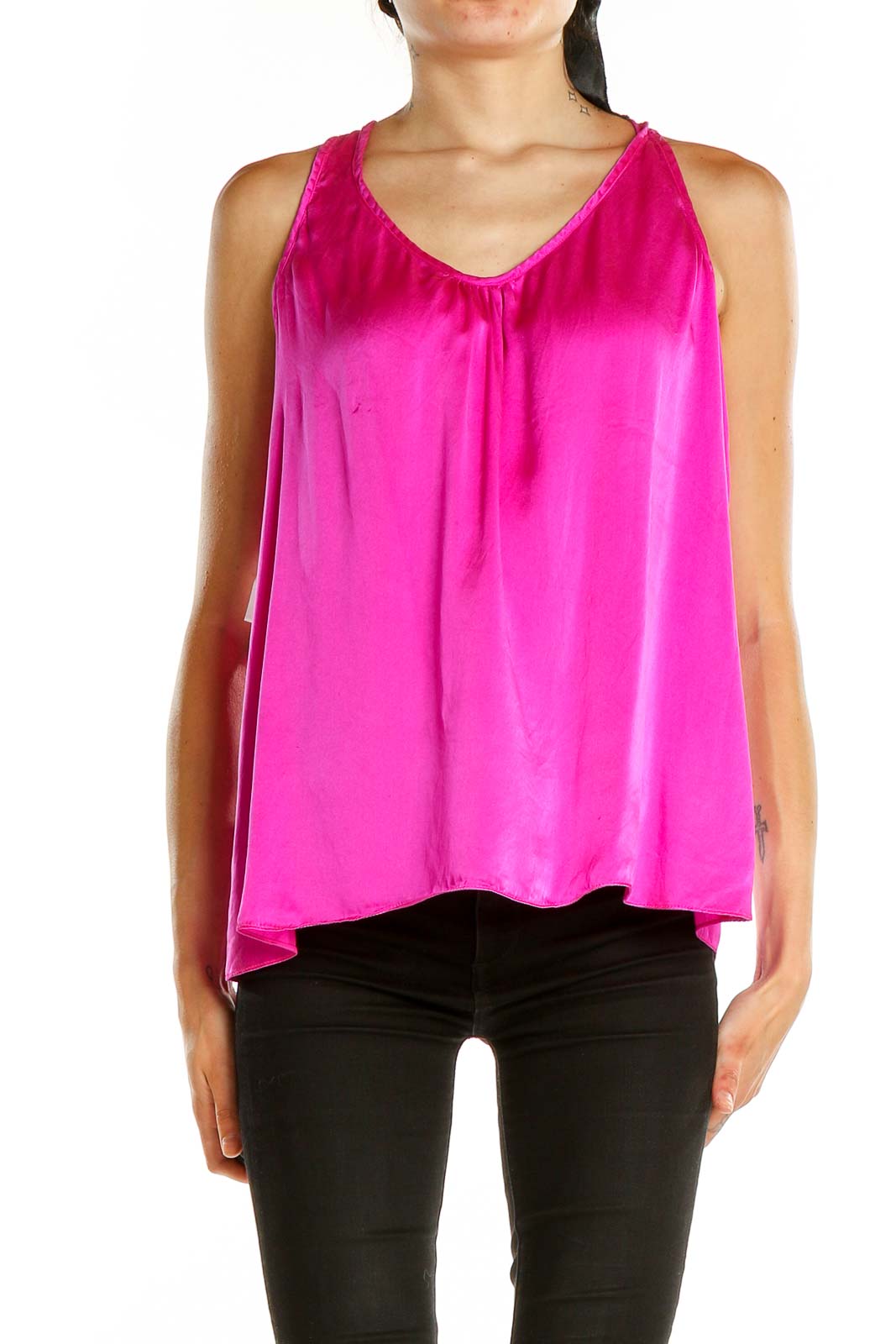 Pink Chic Silk Blouse Front