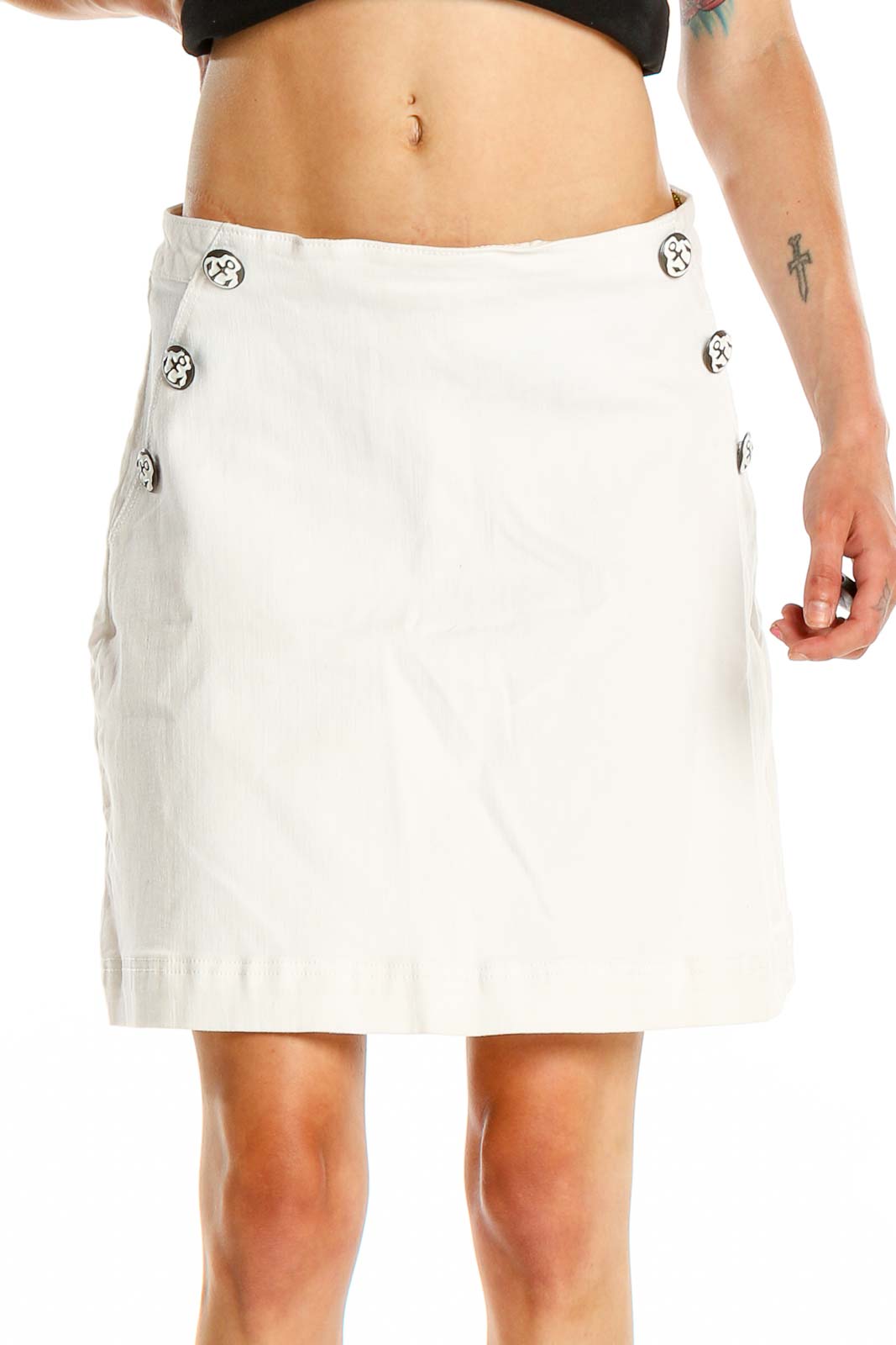 White Chic A-Line Skirt Front
