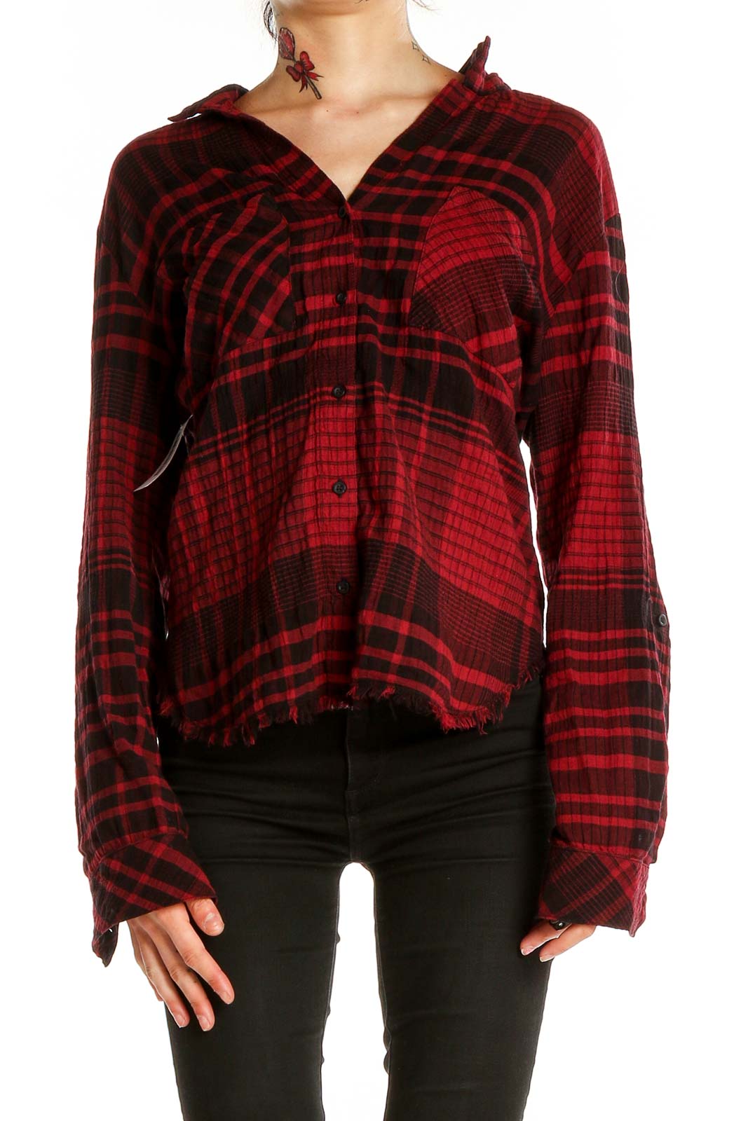 Red Flannel Top Front