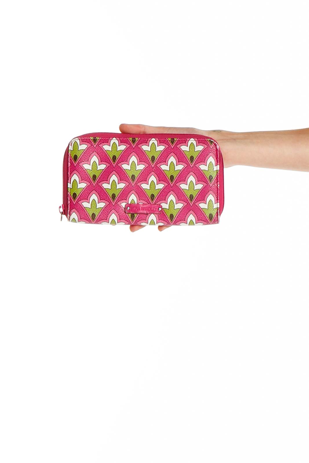 Pink Green Printed Wallet Front