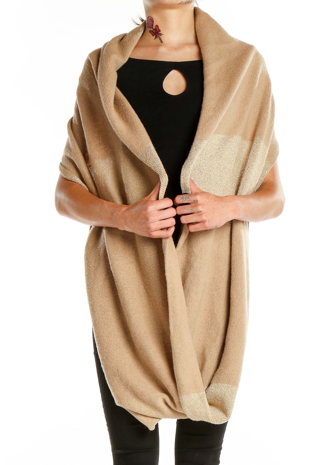 Beige Infinity Scarf Front