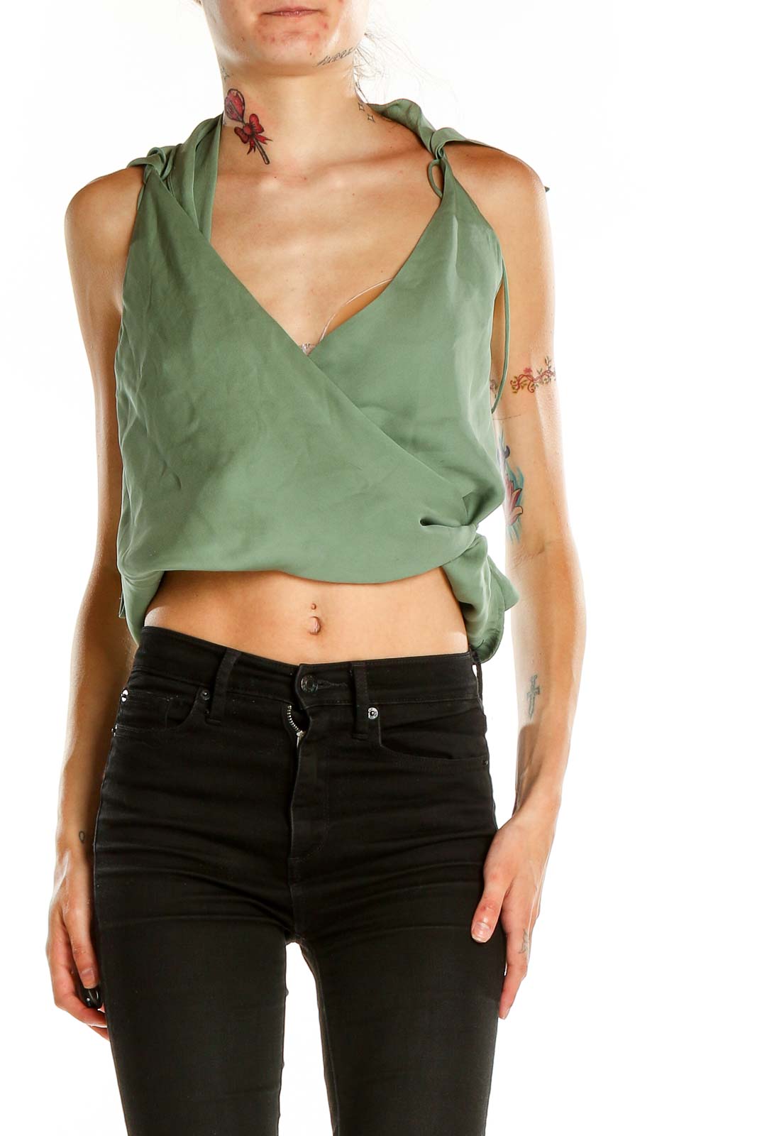 Green Silk Blouse Front