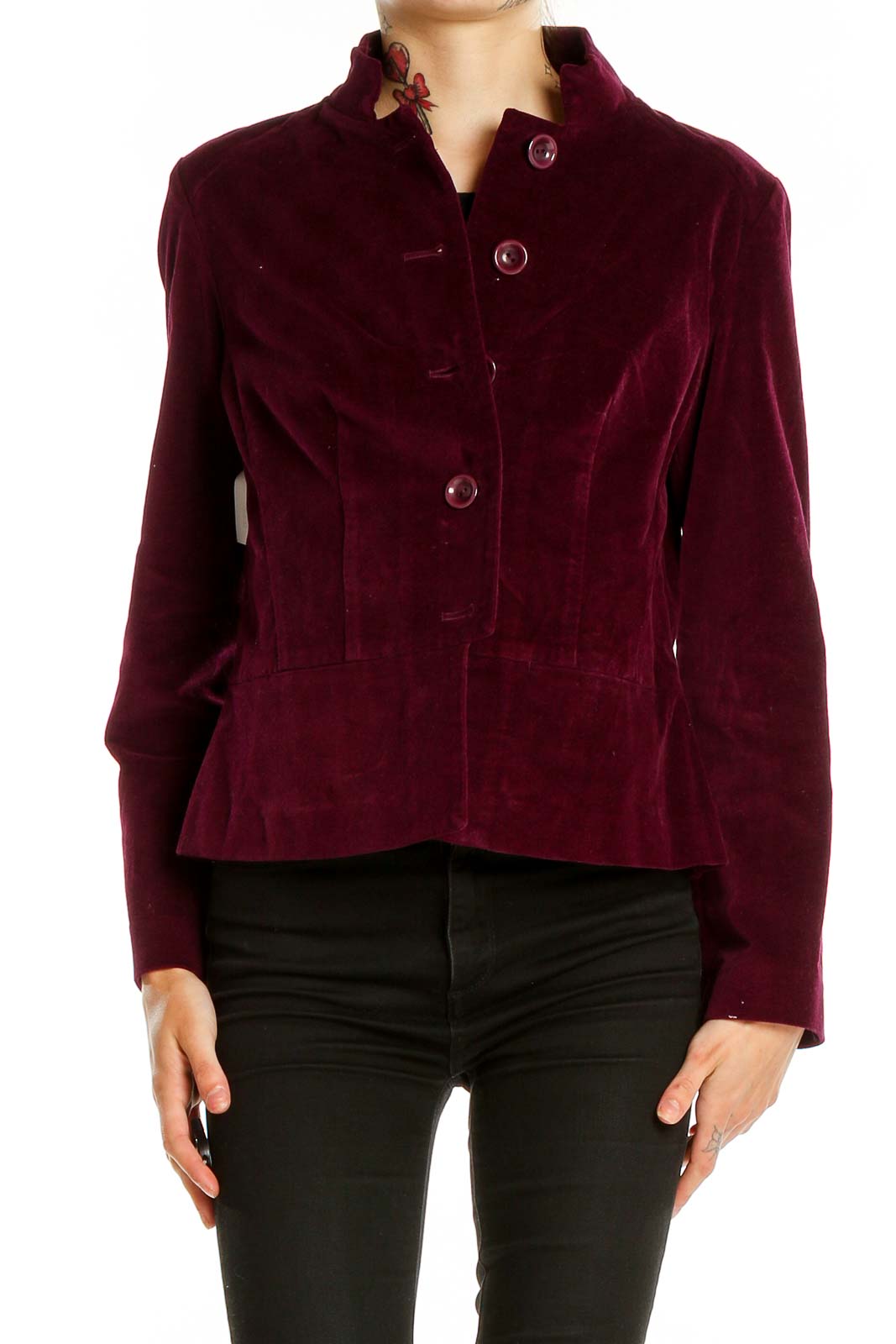 Red Textured Jacket Front